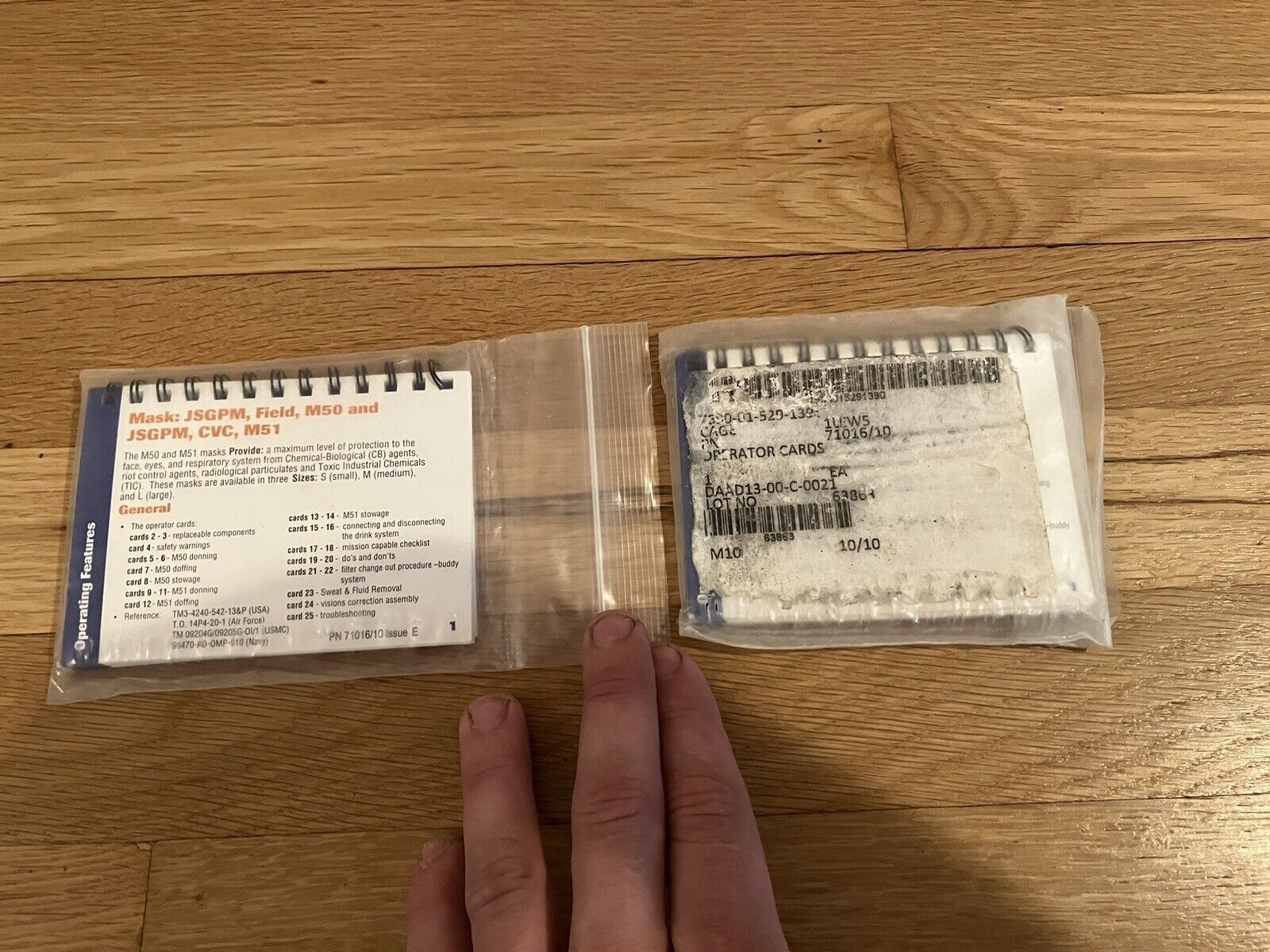 M50 gas mask instruction cards