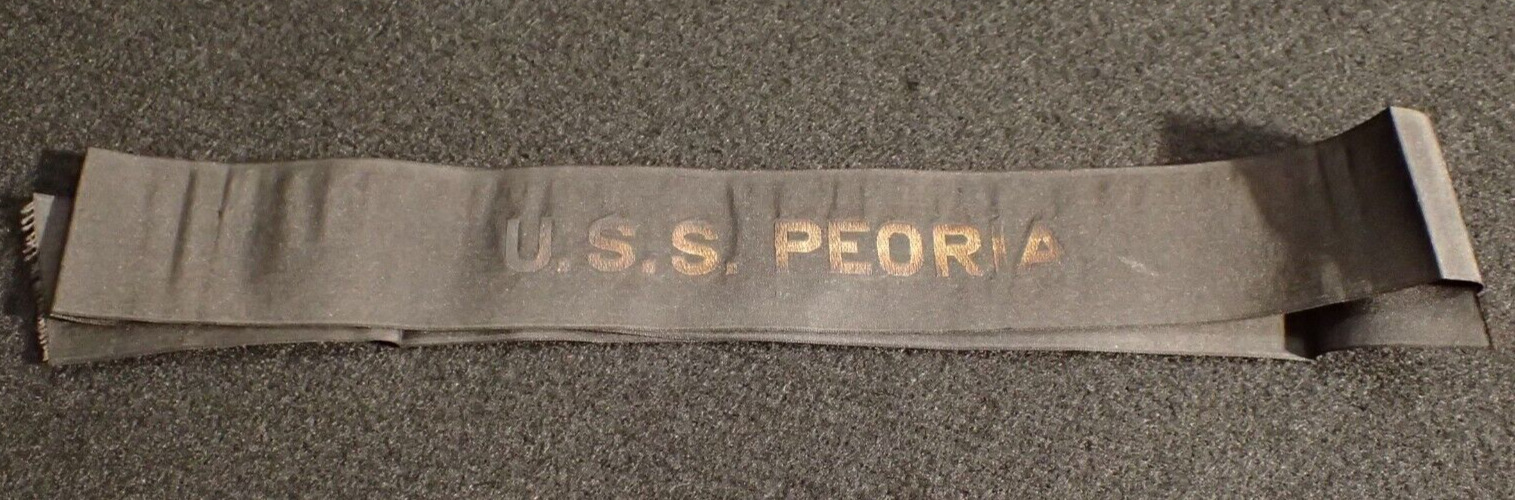 Span Am War USN Navy 'USS Peoria' Sailors Cap Hat Tally 1898 Gunboat / Fleet Tug