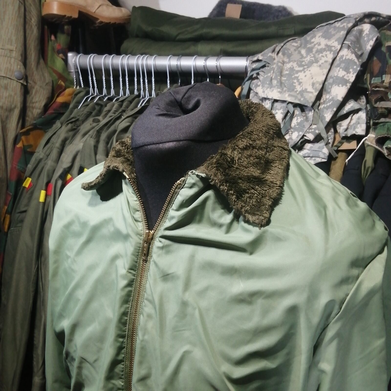 French Army Genuine Olive Green OG Thermal Softie Base Layer Fur Liner / Jacket