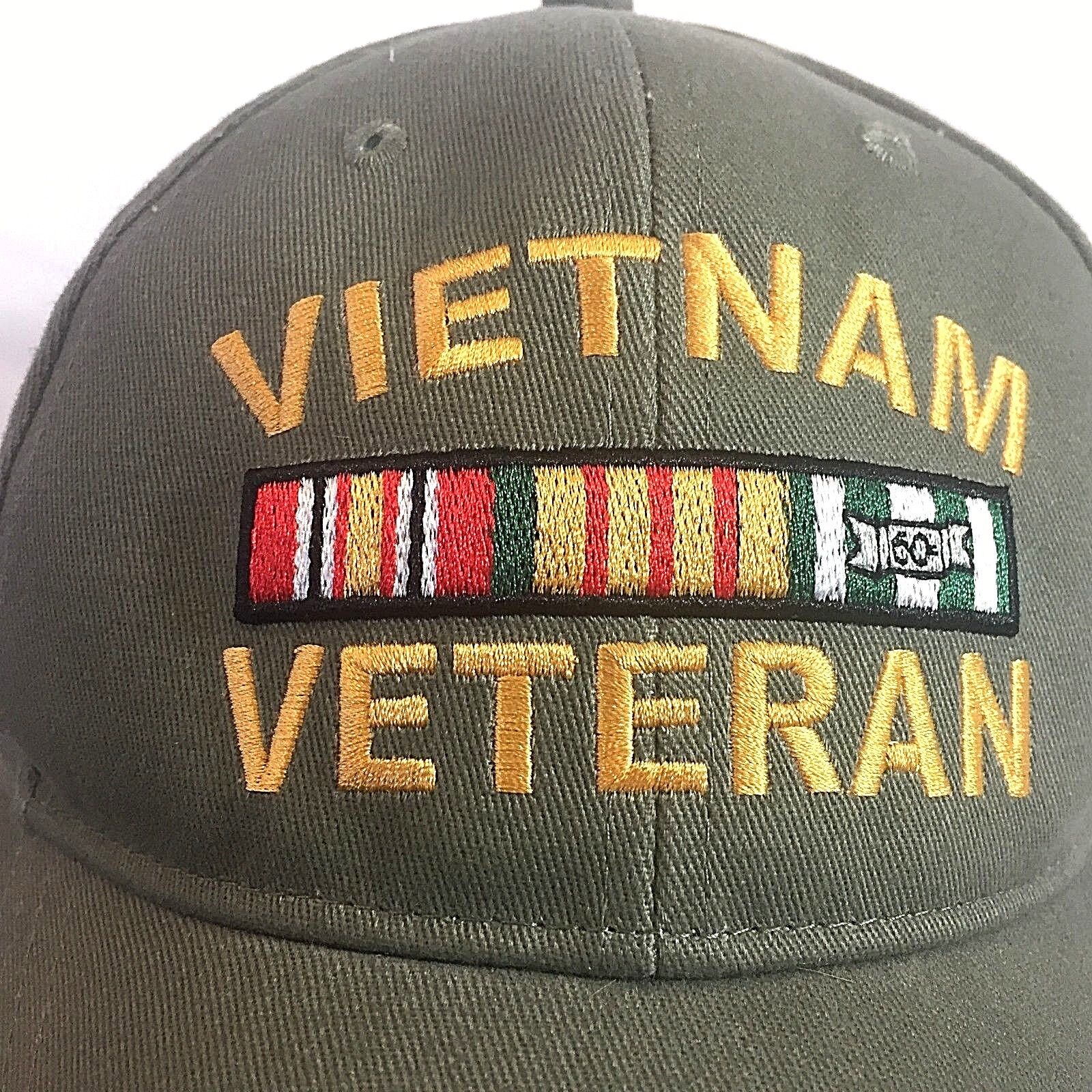 VIETNAM VETERAN Hat Cap New Without Tags  Khaki Green  Ribbon Bar  60