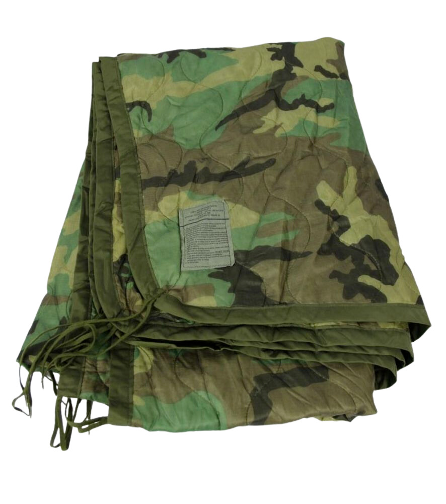 Authentic US Military Wet Weather Rain Poncho Liner Woodland Woobie Blanket VGC