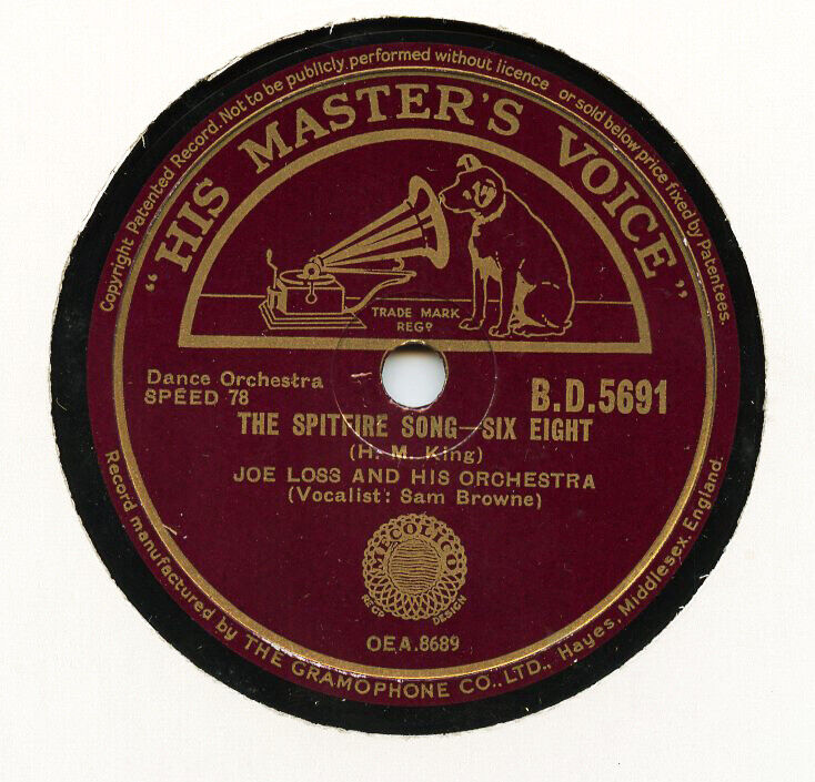 78 rpm British Dance Jazz THE SPITFIRE SONG Joe Loss Sam Browne Aviation 1941