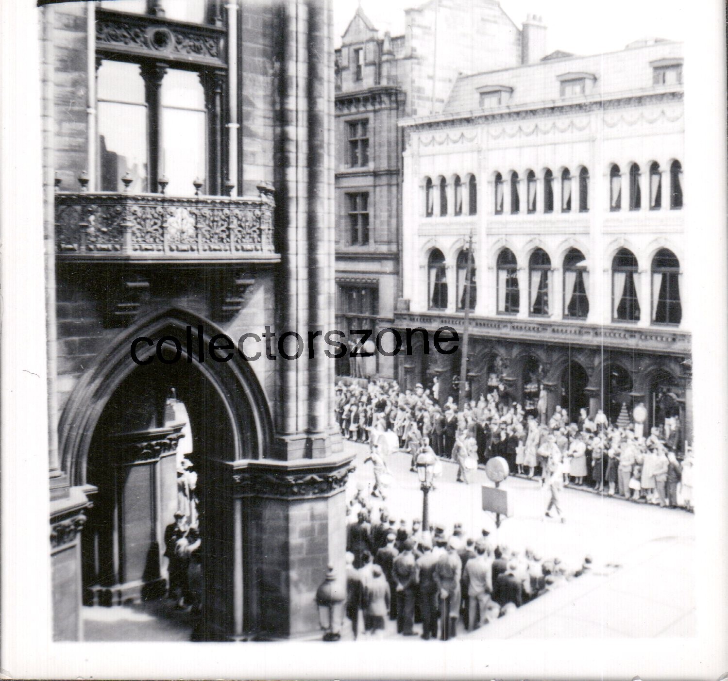 1950's British Army Band Marching  Unidentified Town Photo 2.25x2.25 In v3