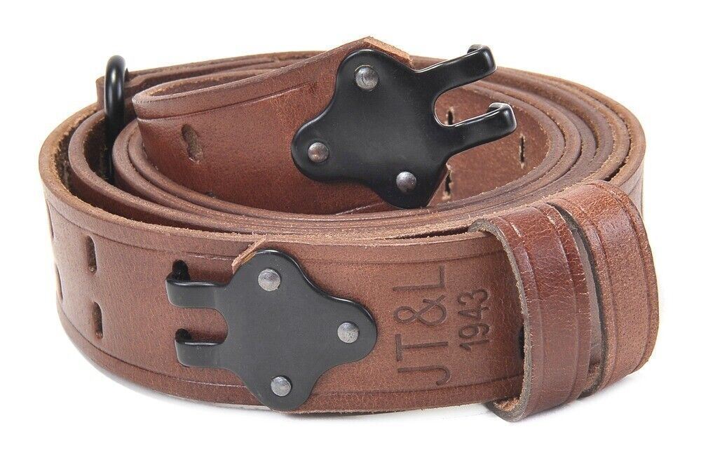 M1907 LEATHER RIFLE SLING Dated 1943 M1 GARAND SPRINGFIELD Drum Dyed Leather