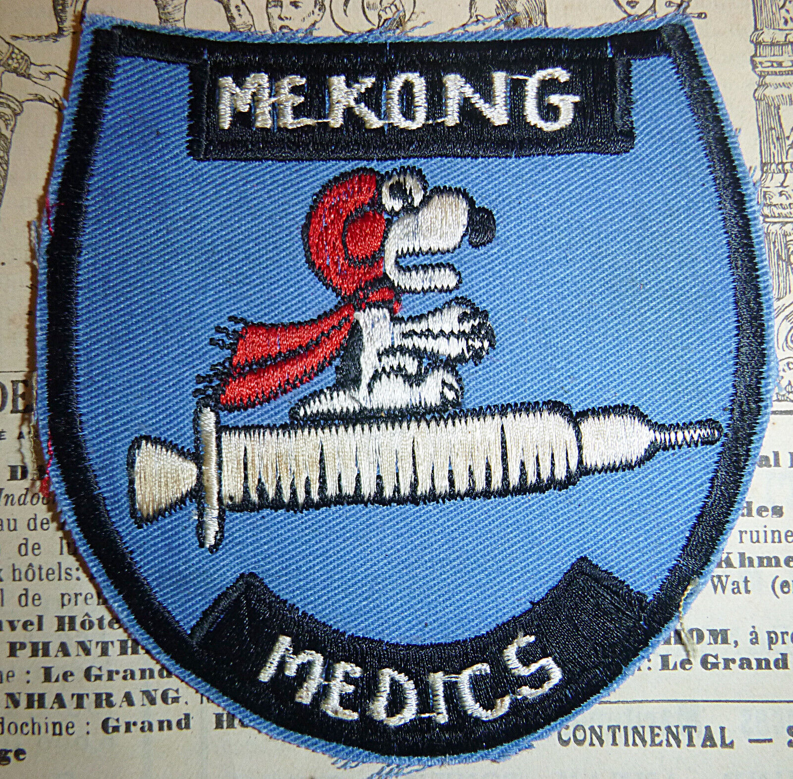 Rare Original SNOOPY PATCH - Air Medic Mekong Delta - Vietnam War - USAF - V.486