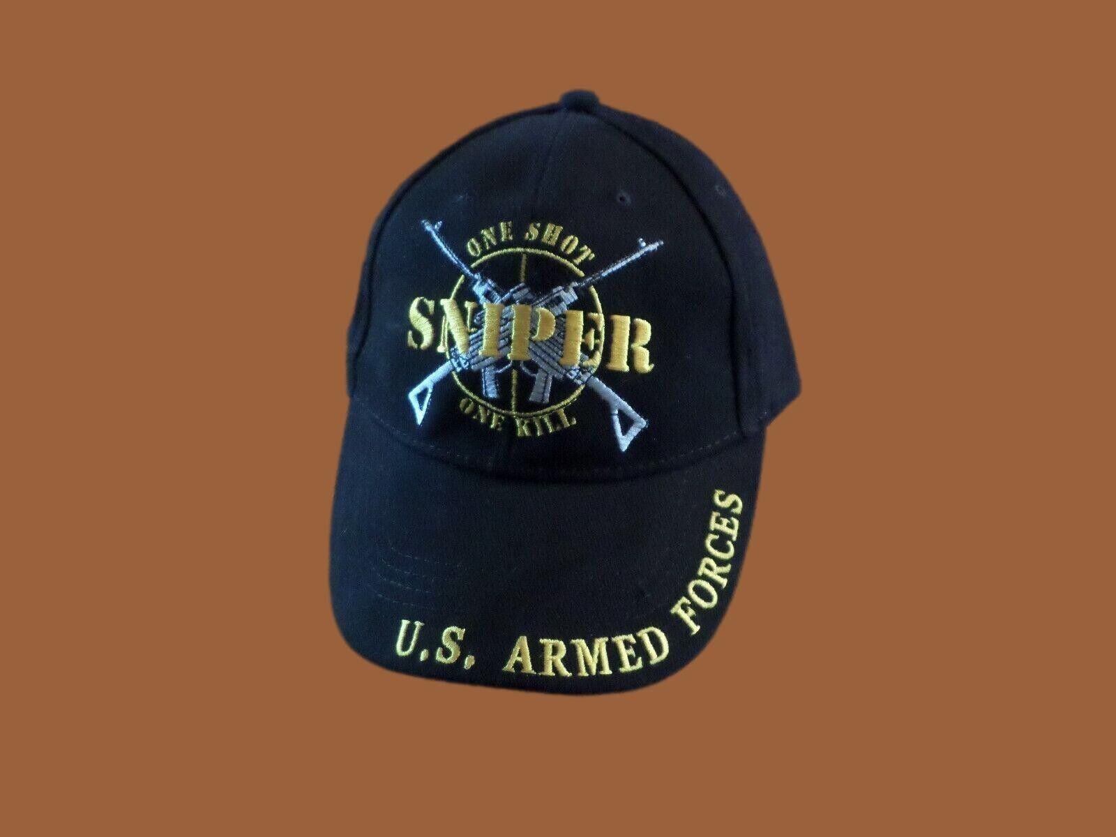 U.S MILITARY SNIPER HAT ONE SHOT ONE KILL EMBROIDERED U.S ARMED FORCES CAP