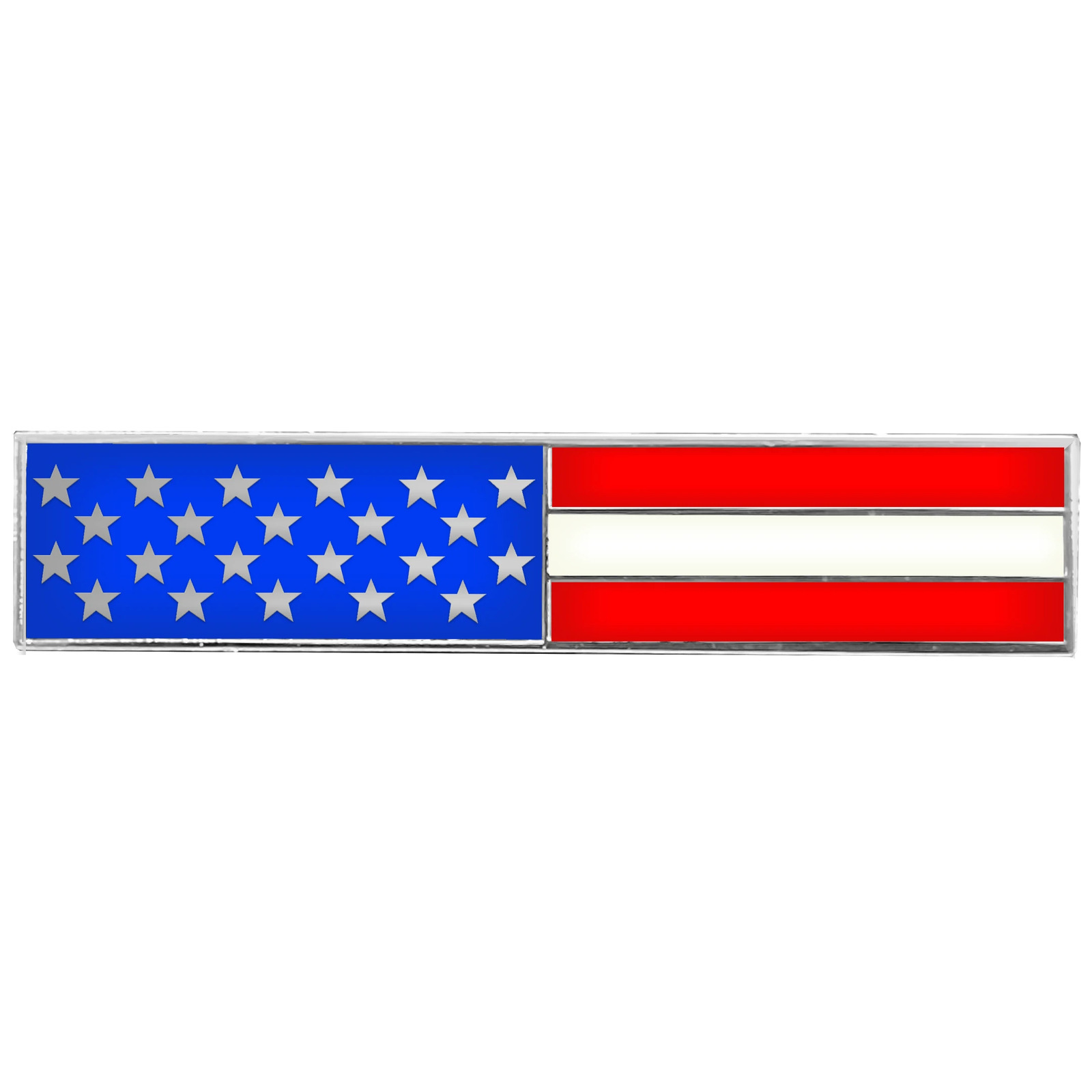 EL7-021 Silver US Flag Metal and Cloisonné Citation Commendation Bar Pin Police