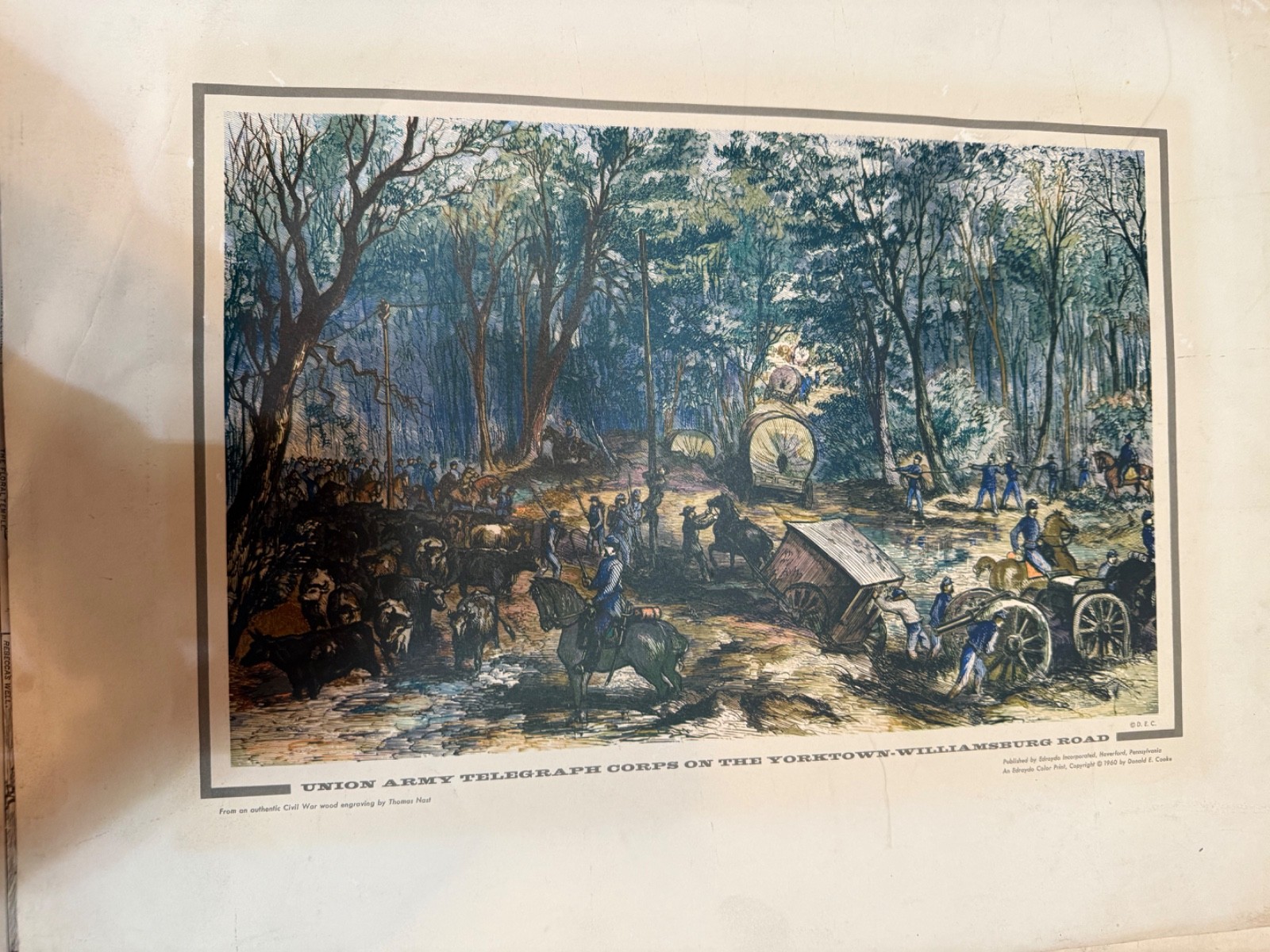 Vintage CIVIL WAR print “Union Army Telegraph” from the engraving by Thomas Nast