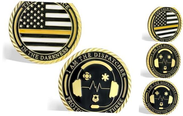 Thin Gold Line Challenge Coin Emergency Dispatcher for First Responders Gift 