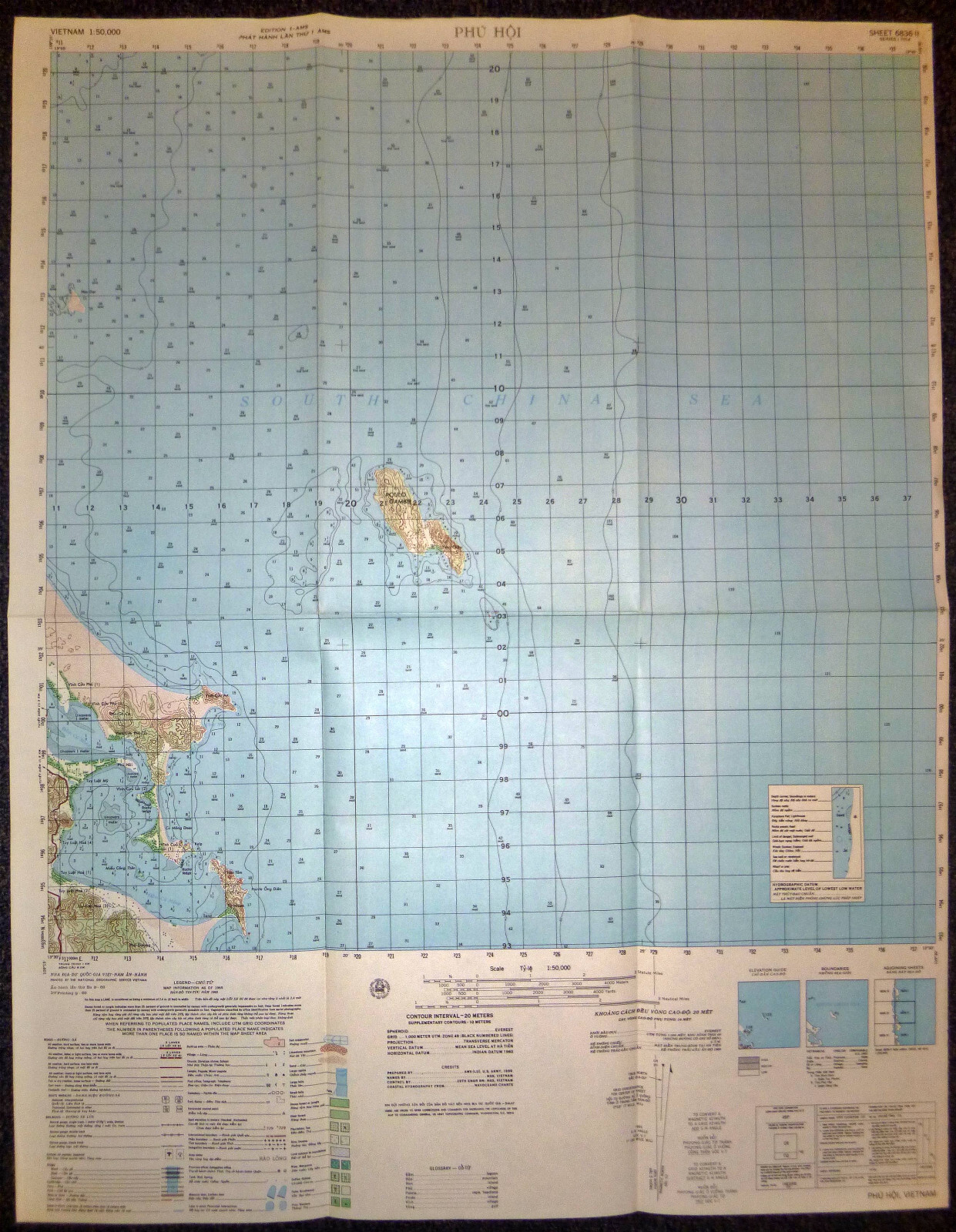 6836 ii - Map - Phu Hoi - 1969 - South China Sea - Poulo Gambir - Vietnam War