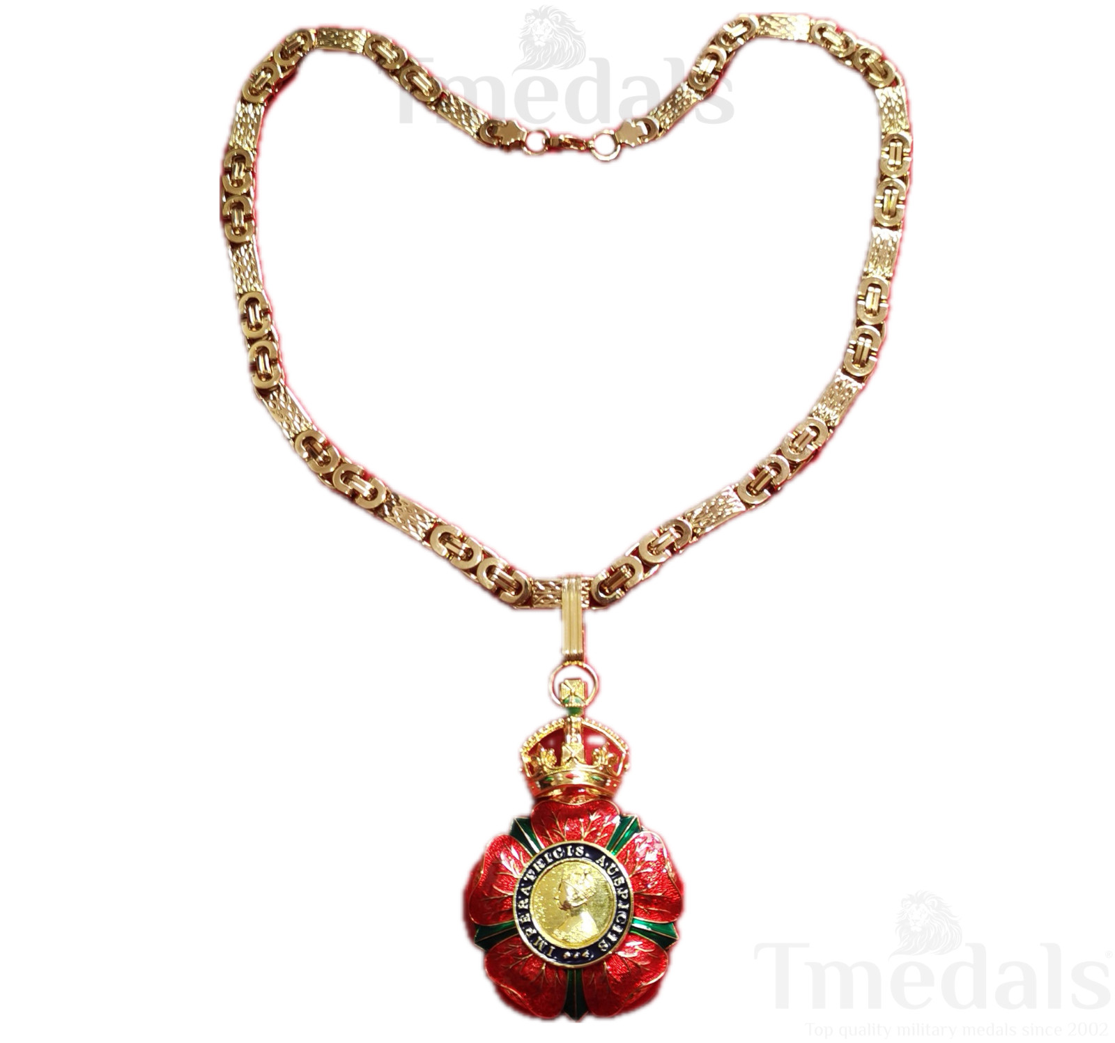 GBE Knight Commander Necklace Badge – Red Tudor Rose - Museum Replica