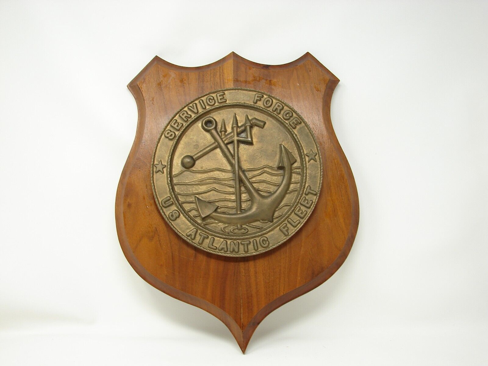 US Navy Wood Brass Plaque Service Force Atlantic Fleet Ship Plaque