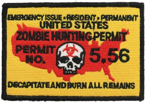 Hook Fastener Compatible Patch USA Zombie Hunting Permit 4.25\