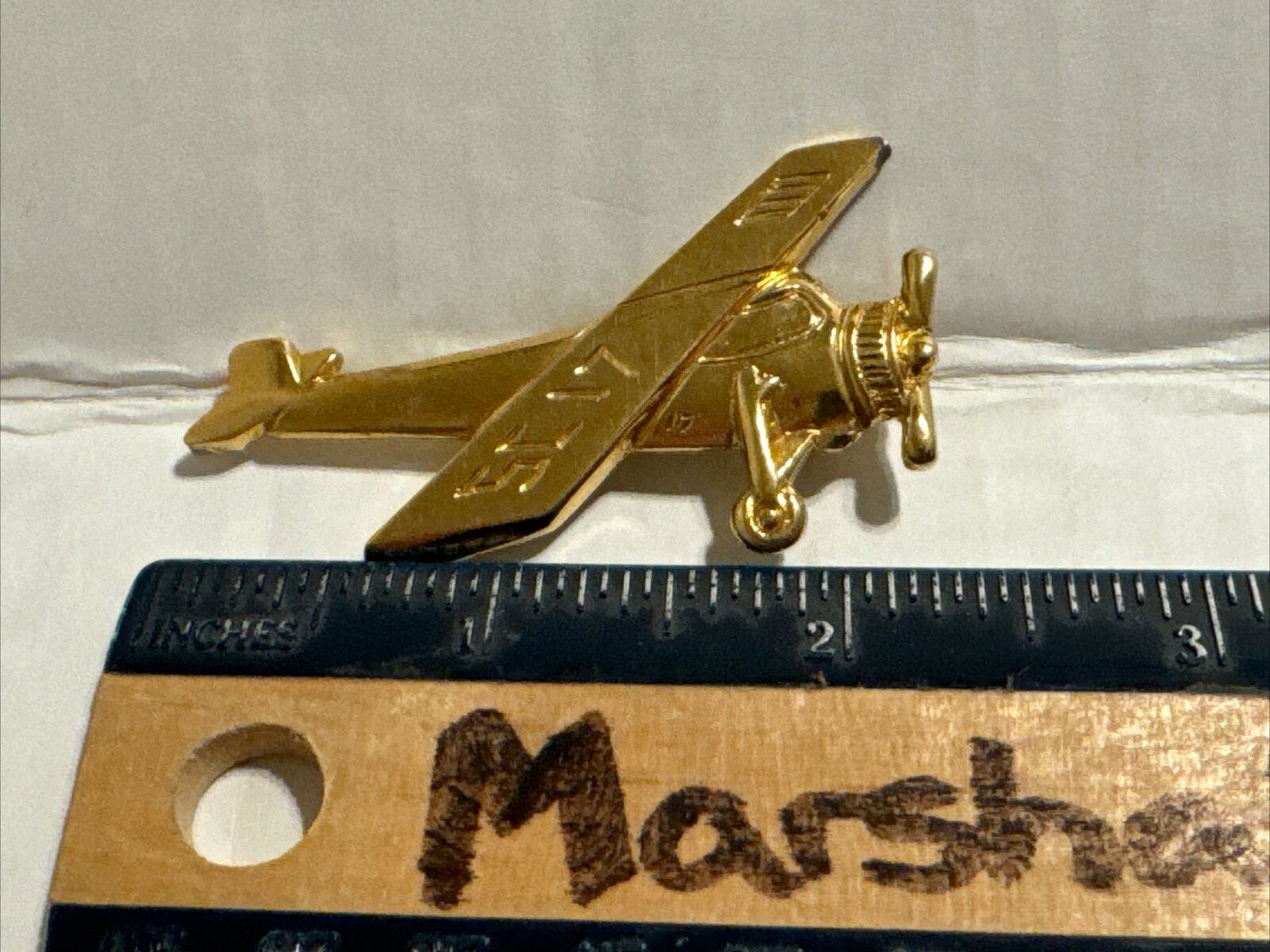Original WW2 Era Metal Pin SC 17 Propeller Plane Sweetheart Jewelry Gold