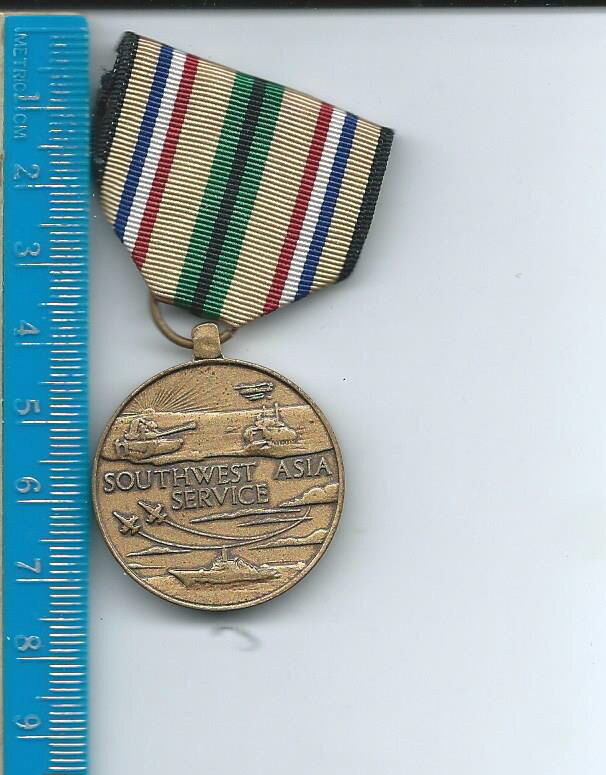 F-024 - Vintage Southwest Asia (Desert Strm) USA Service Medal w attached Ribbon