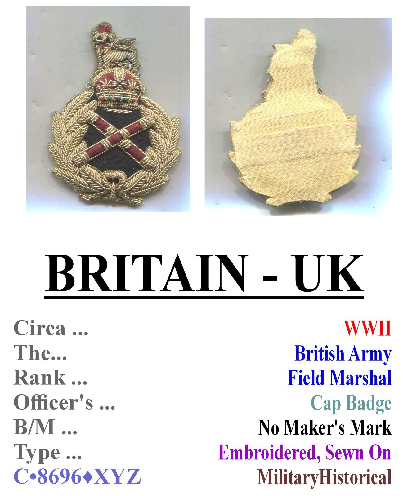 Cap Badge-UK-WWII-Army-Field Marshal