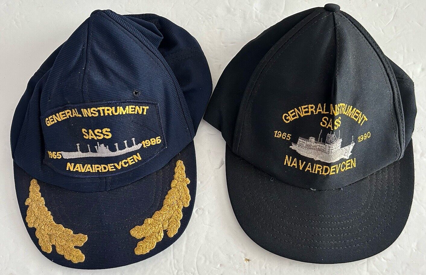 VTG General Instrument SASS Lot Of 2 Hats Navy Black Gold USA 