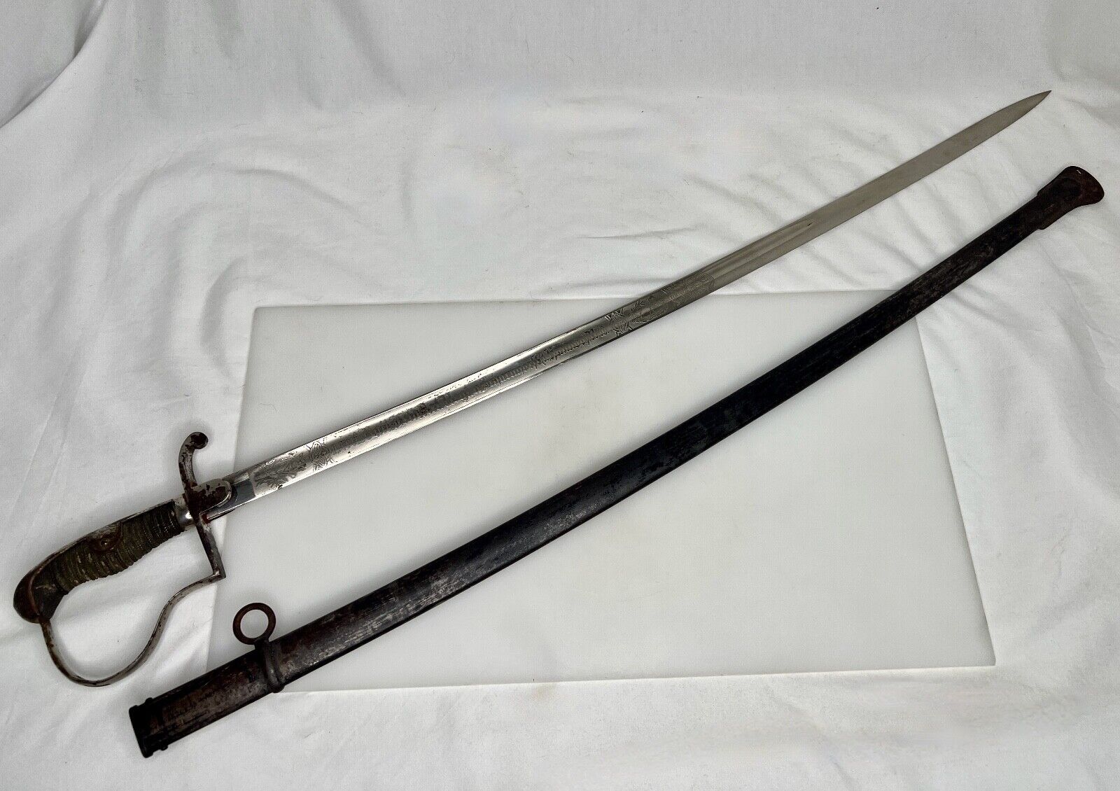Antique Etched Prussian Sword and Scabbard - 92486