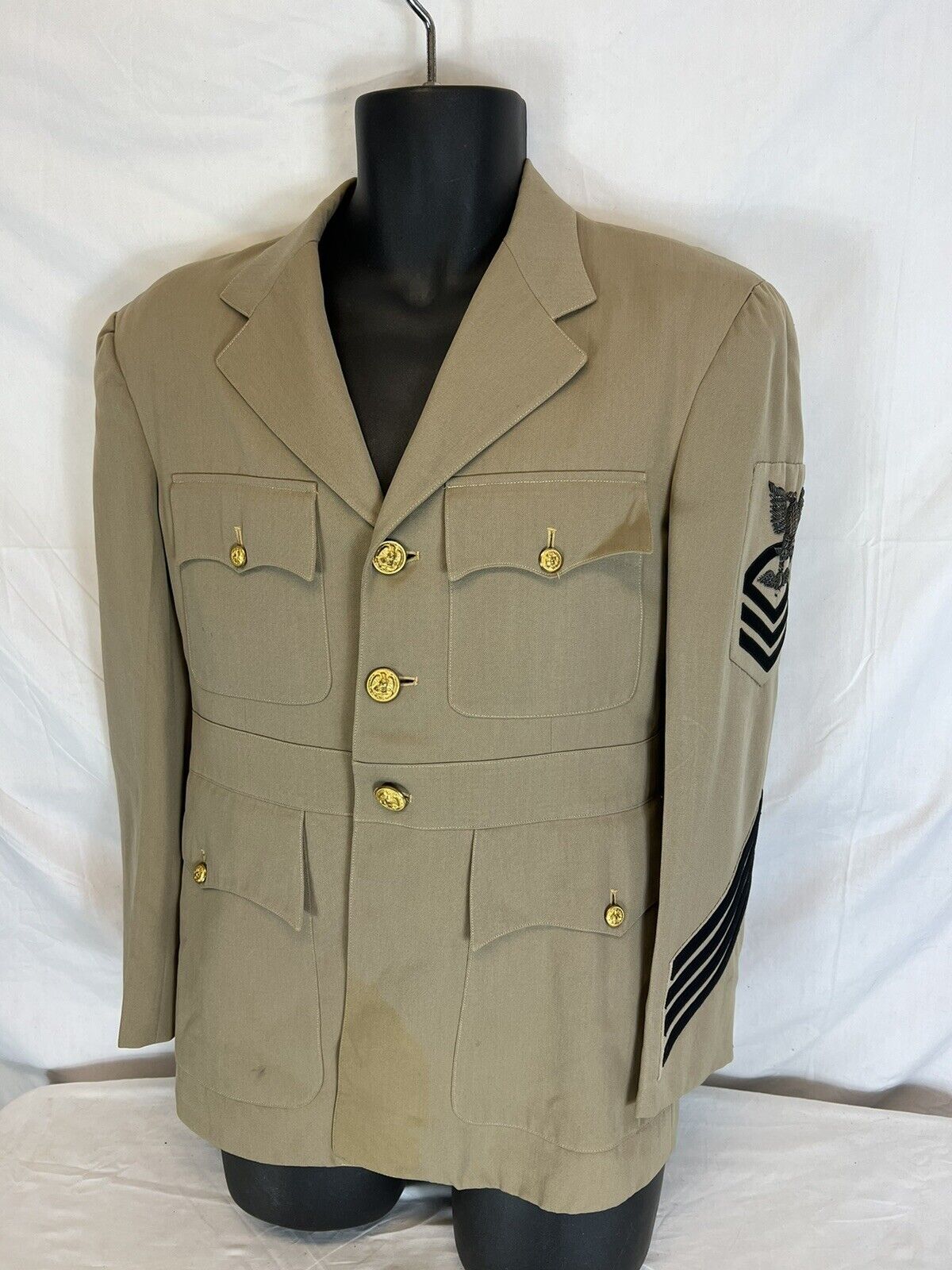 Vintage US Navy Khaki Dress Jacket Aviation Wing