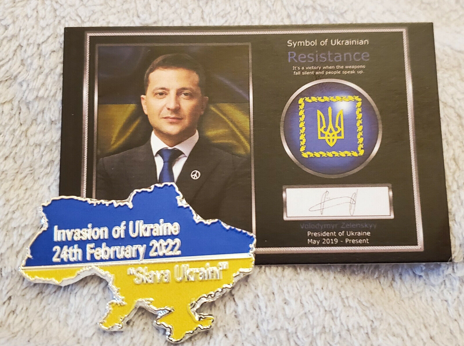 Ukraine Silver Coin Map Russia War Volodymyr Zelenskyy Autograph NATO