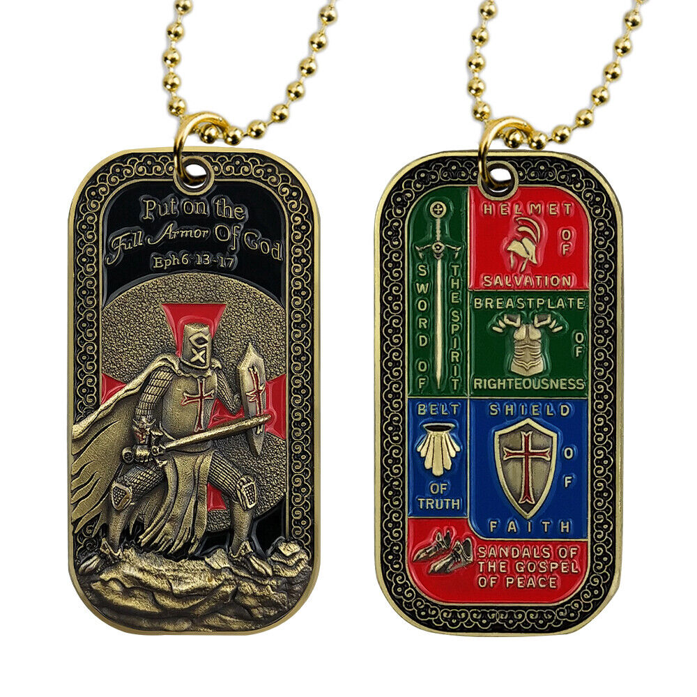 Put On The Full Armor of God Dog Tag Eph:6 13-17 Featured Challenge Coin Pendant