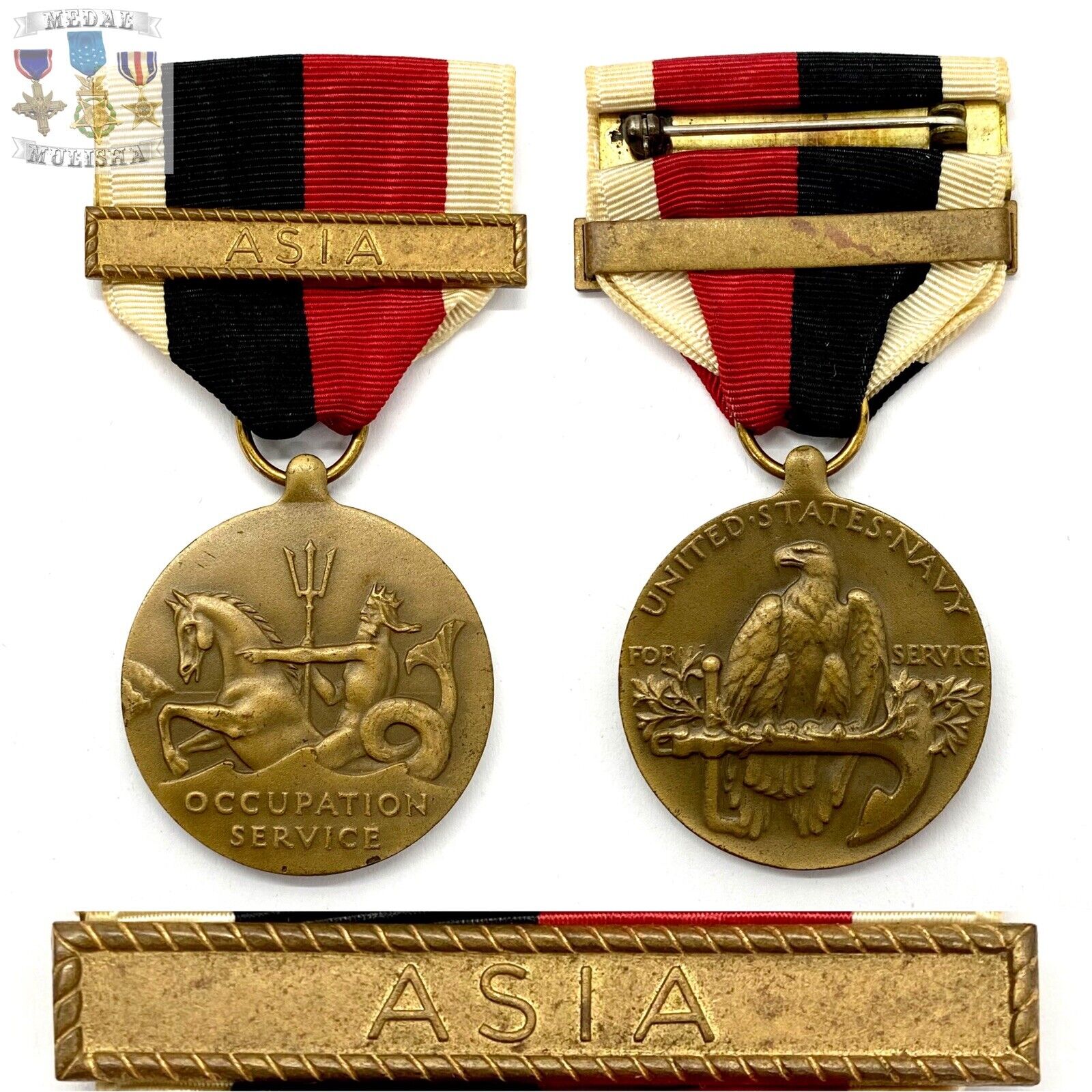 WWII NAVY OCCUPATION SERVICE MEDAL ASIA CLASP WW2