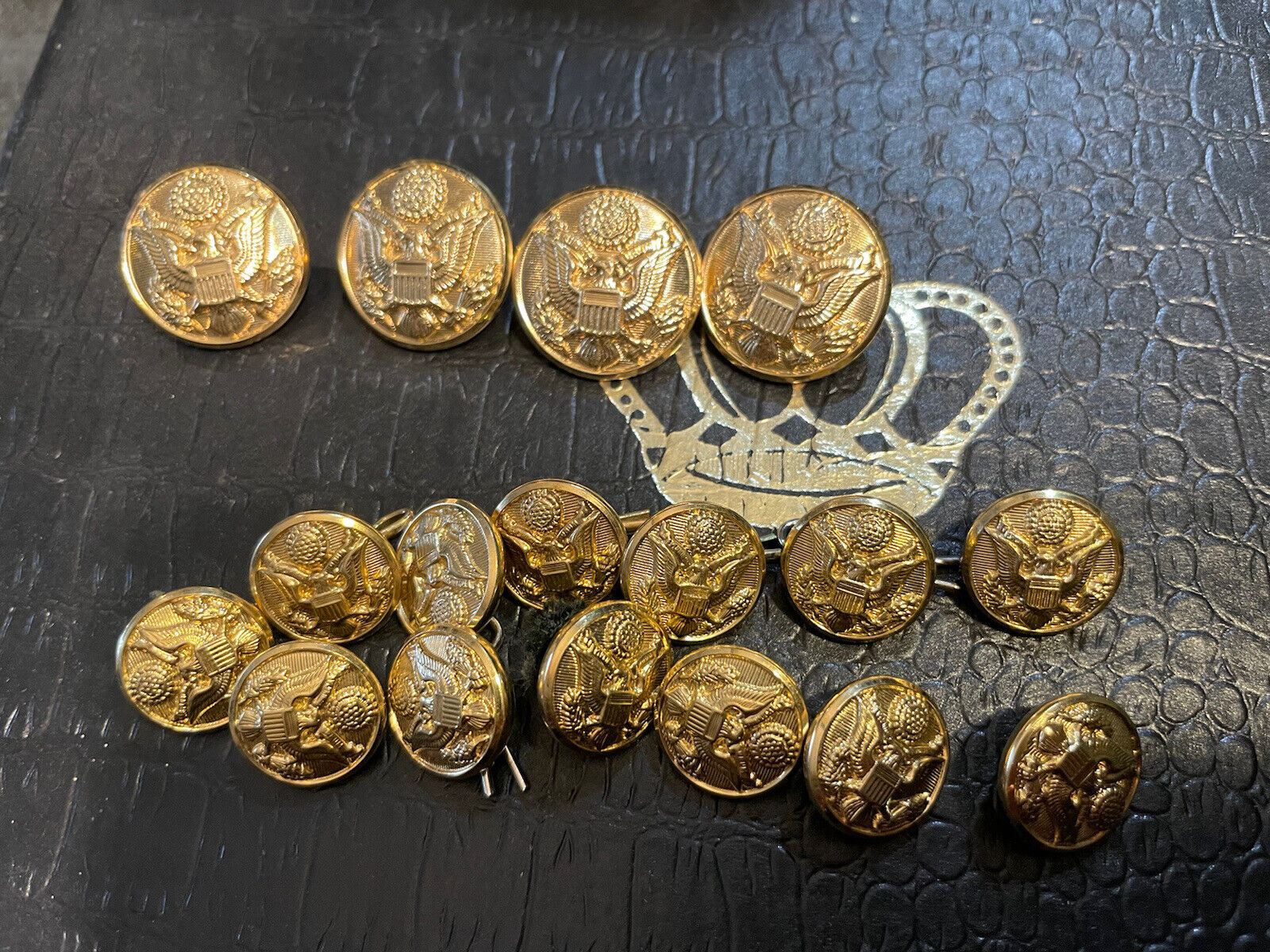 Vintage WW II Uniform Military Naval Waterbury CT Union Eagle Brass Buttons 17