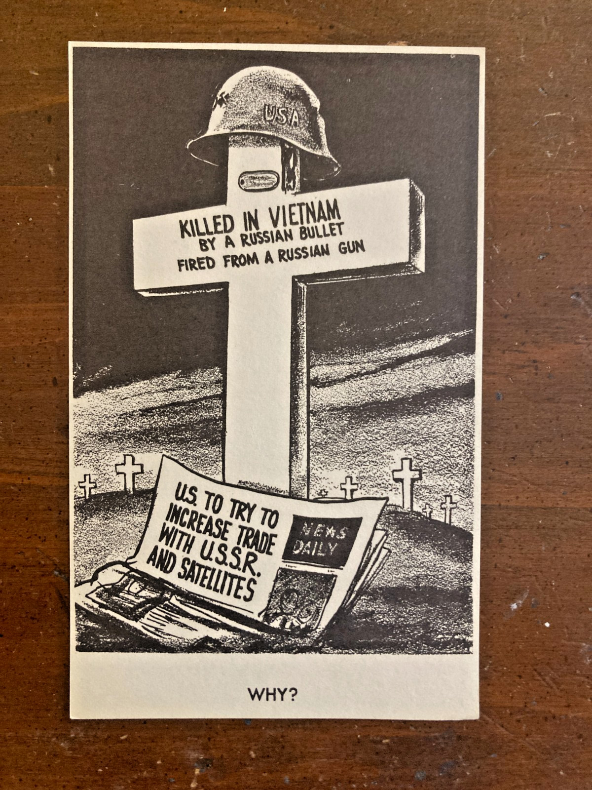 Vietnam War Anti-Communist Postcard 1960s USSR Trade Protest Propaganda