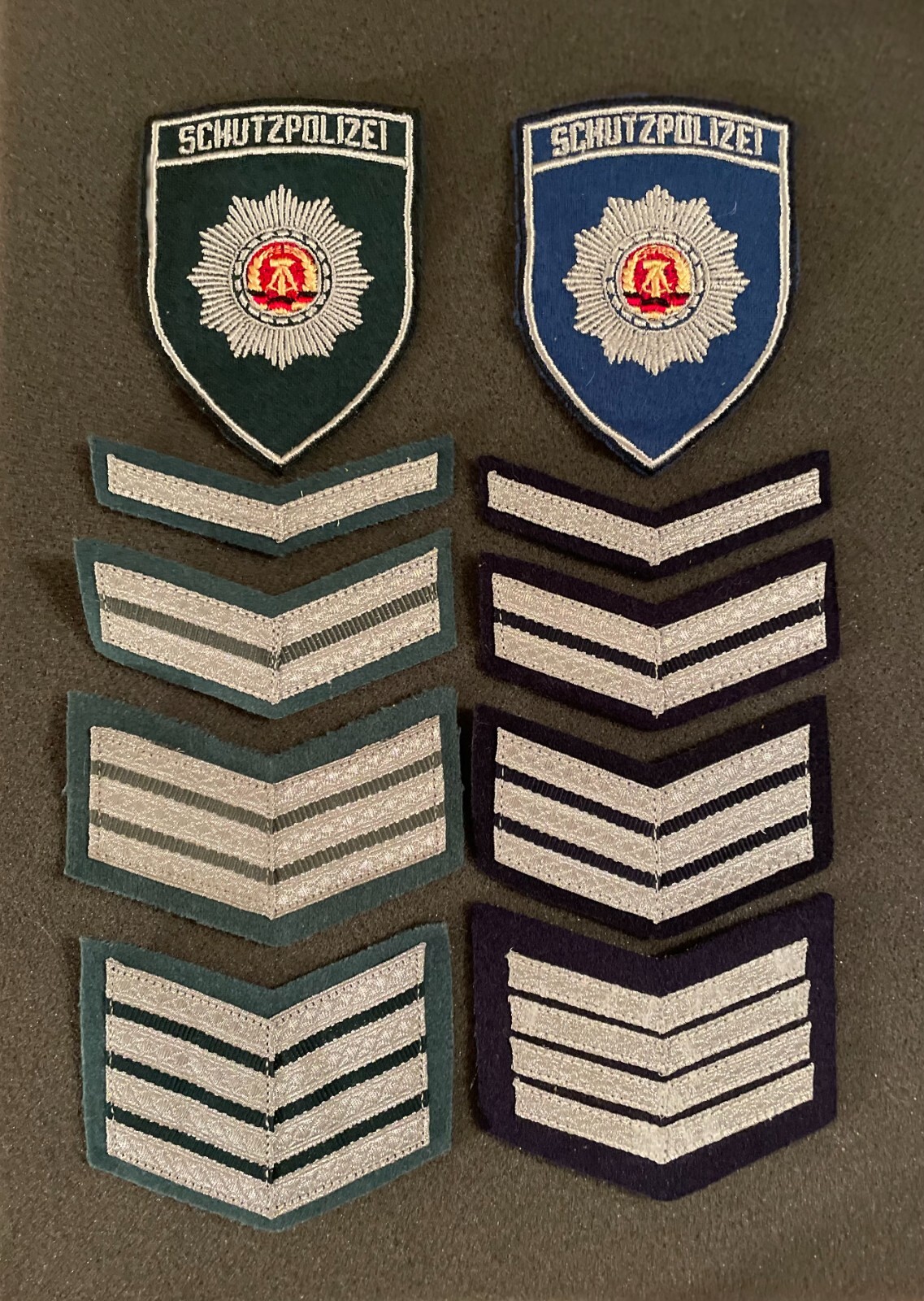 EAST GERMAN Germany VOPO and TRAPO Police Patches & Long Service Stripe Sets