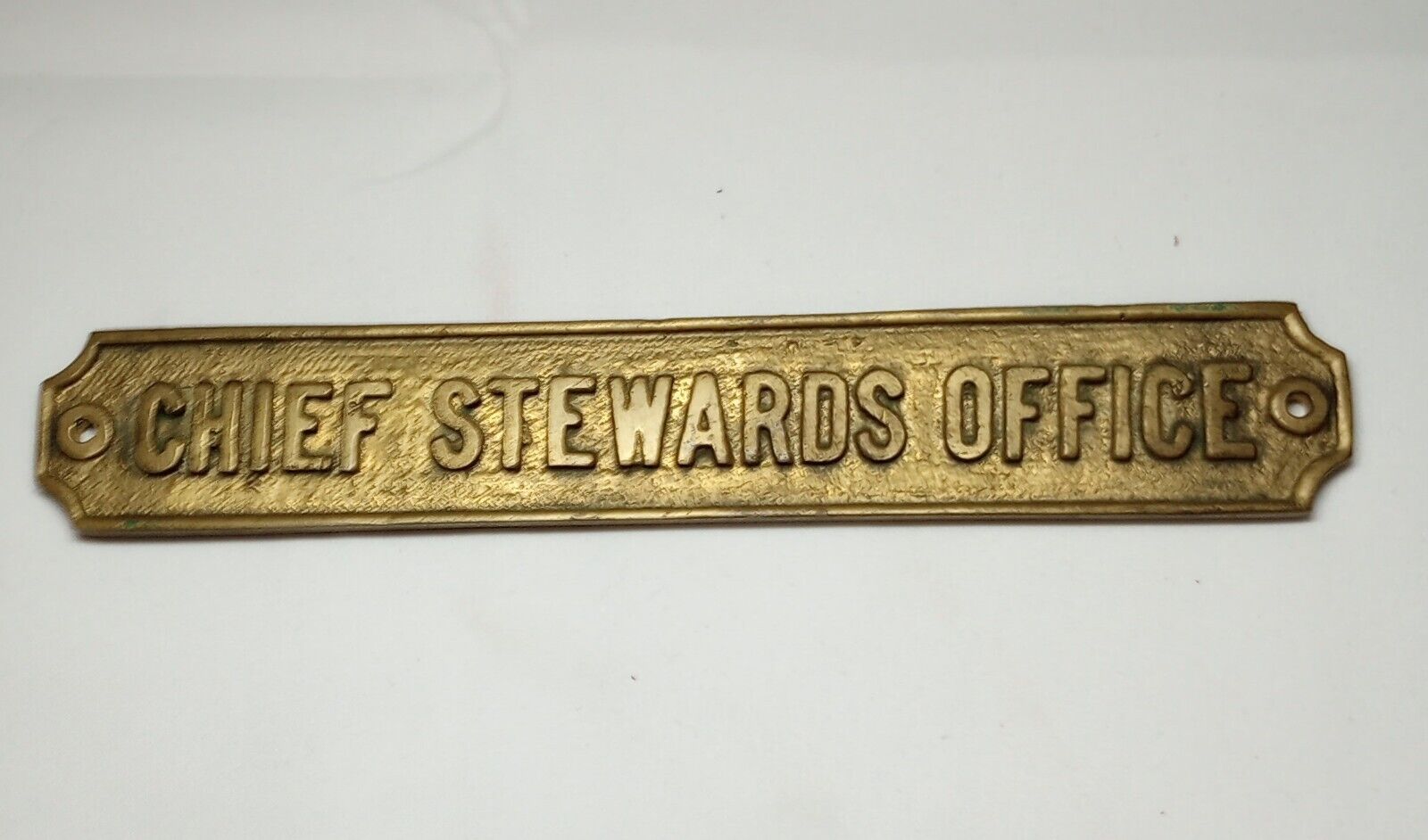 Vintage Brass Military Plaque Sign Authentic Chief Stewards Office