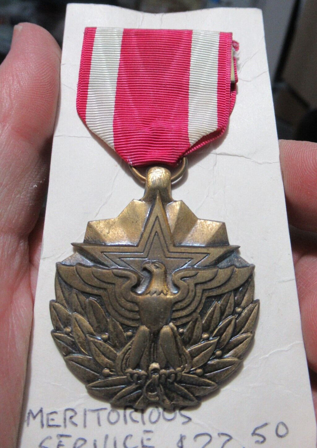 GENUINE US FULL SIZE MEDALWITH RIBBON: MERITORIOUS SERVICE, "YUKUO KIMURA"