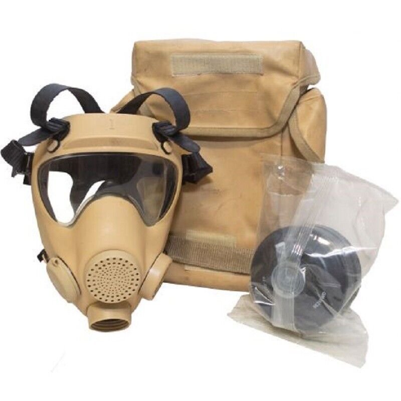 NATO MILITARY MP5 GAS MASK WITH FILTER AND CARRY BAG, DESERT