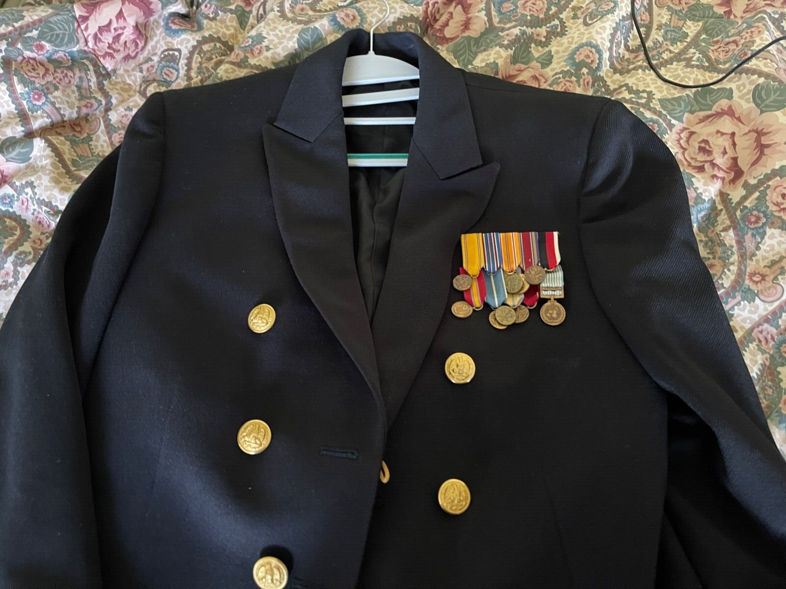Korean War Blue Military Jacket with Medals, Ribbons