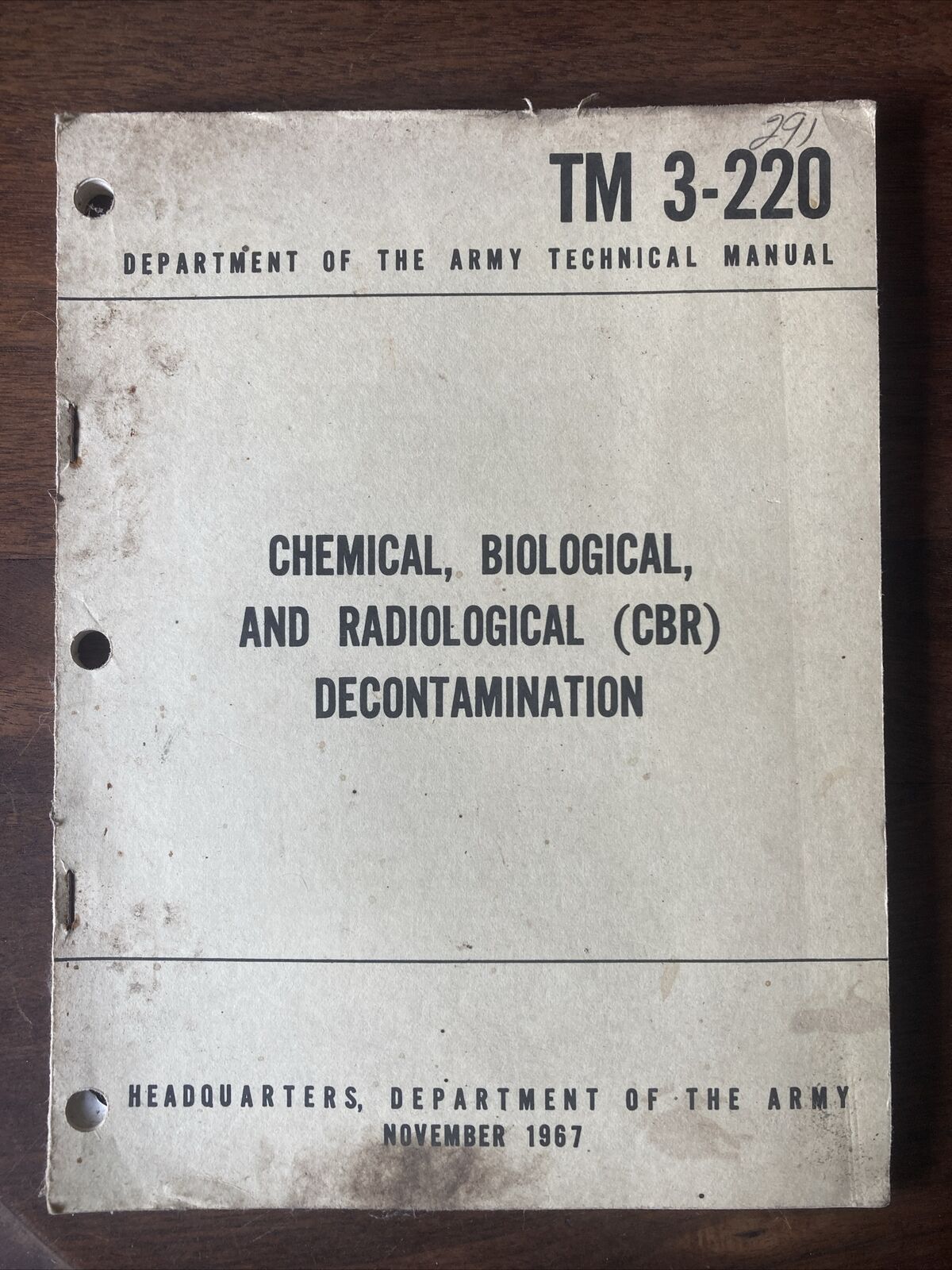 US Army TM 3-220 Chemical, Bio & Radiological Decontamination Nov. 1967