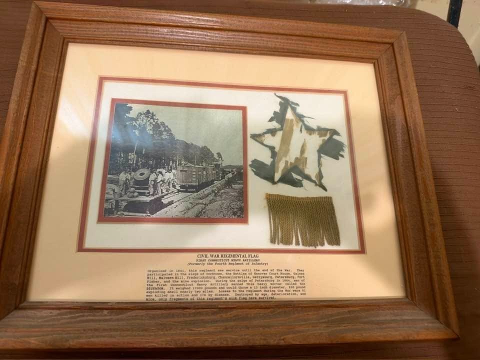 Framed 1st Connecticut Heavy Artillery flag remnants #1