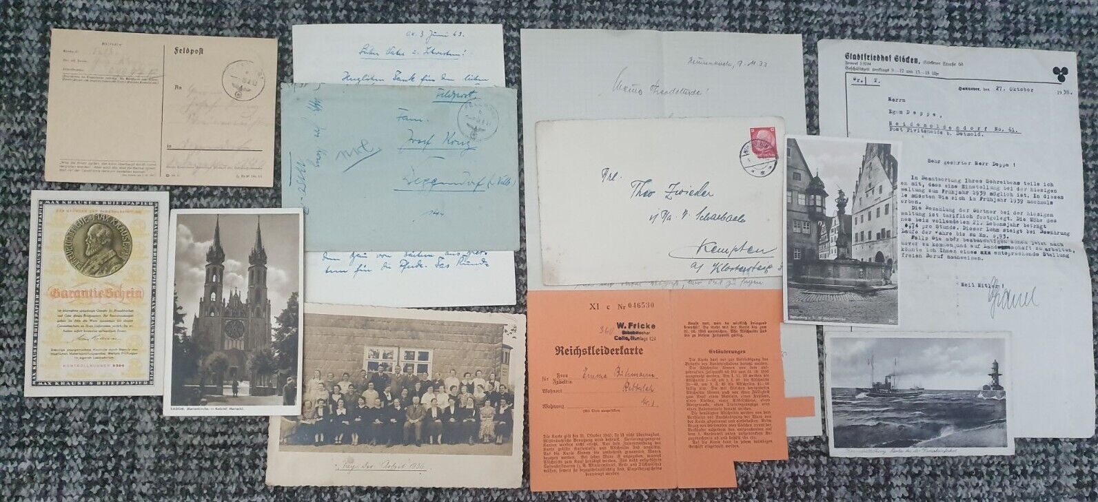 original german ww2 Bundle/lot Letters .photo POSTKARTES Ration Coupon