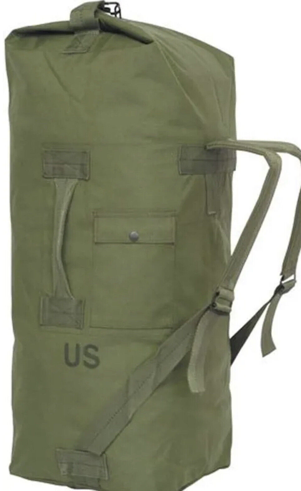 Authentic U.S. Military Duffle Bag, OD Green Nylon Sea Bag Carry Straps Duffel