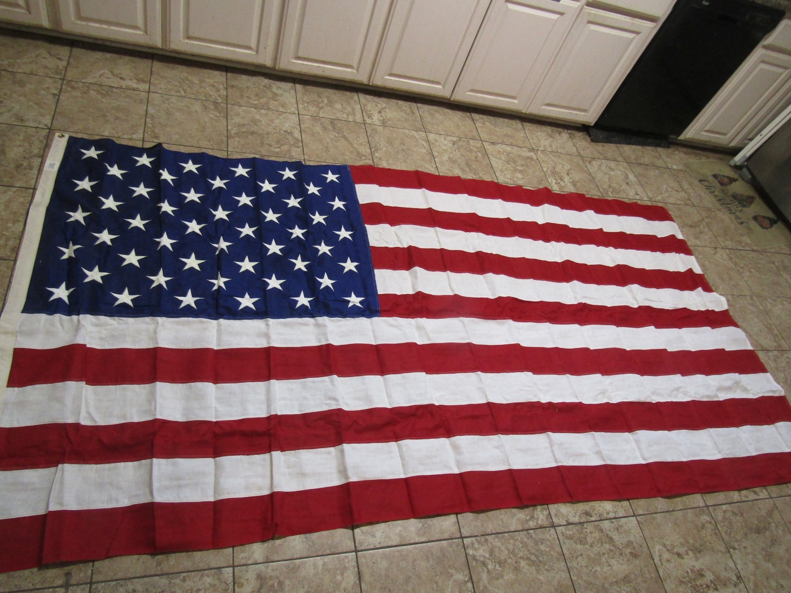 VINTAGE MILITARY USA MADE AMERICAN FLAG FOR MUSUEM OR POLE 58" WIDE 112" LONG #3