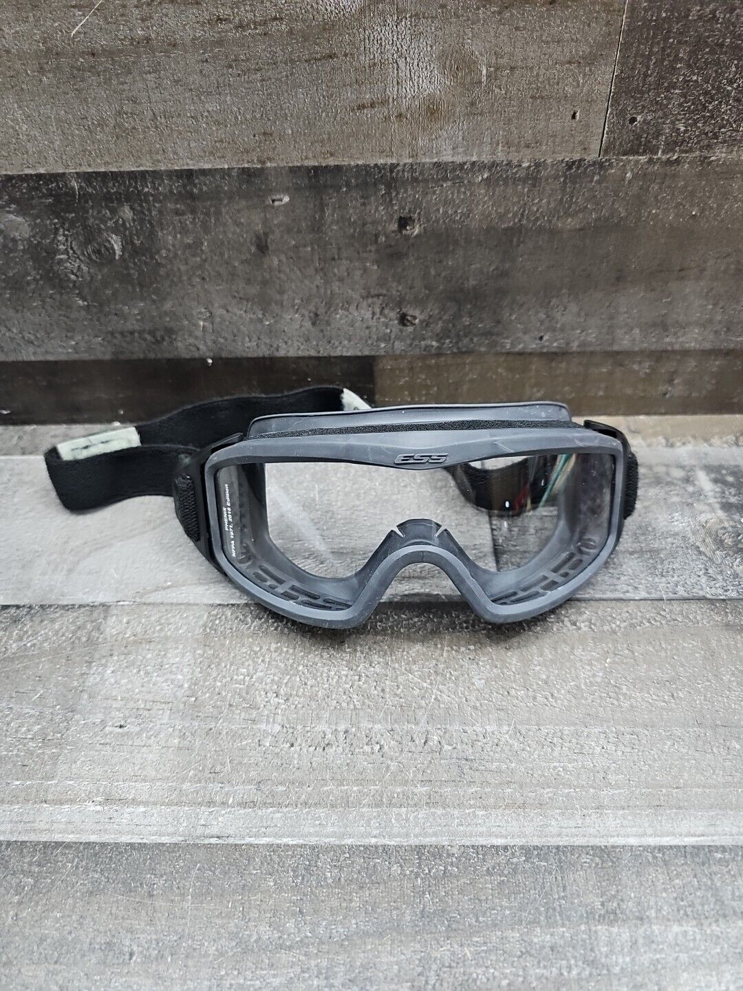 ESS Military Style Goggles Phenix NFPA Approved Clear Lenses Gray W Black Strap