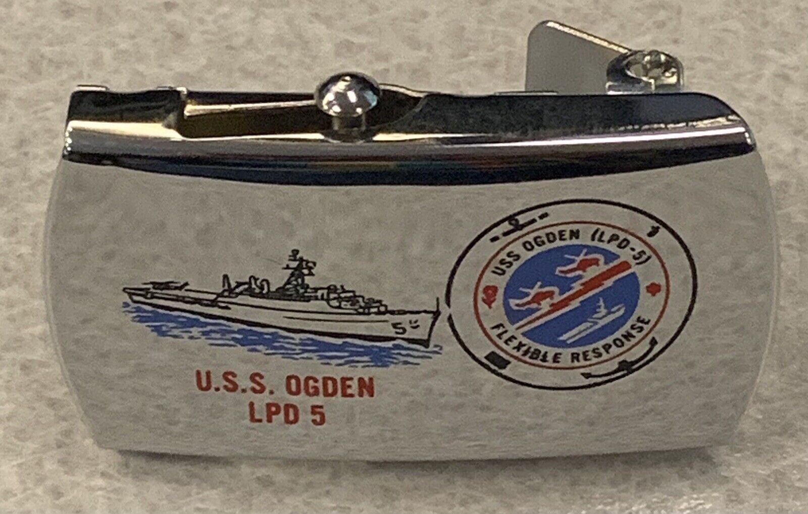 USS OGDEN LPD-5 ~ Zippo Brass USN Navy Belt Buckle