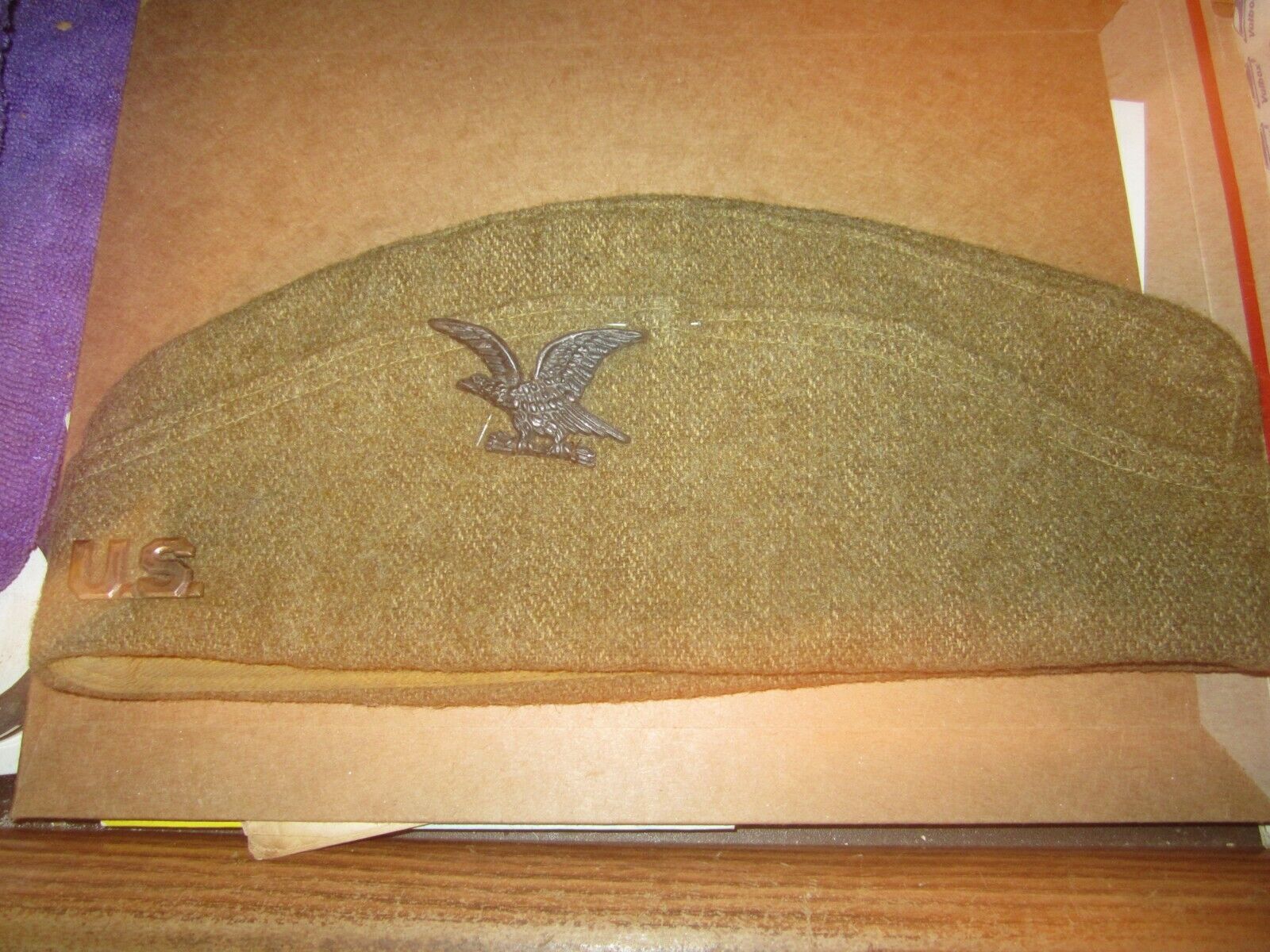WW1 US Army Overseas Garrison Cap Wool NO SIZE NOTED WITH HARDWARE