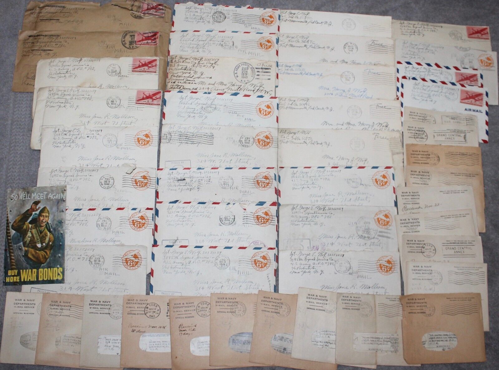 VINTAGE WWII SOLDIER CORRESPONDENCE LETTERS AFRICA ITALY LOT OF 47
