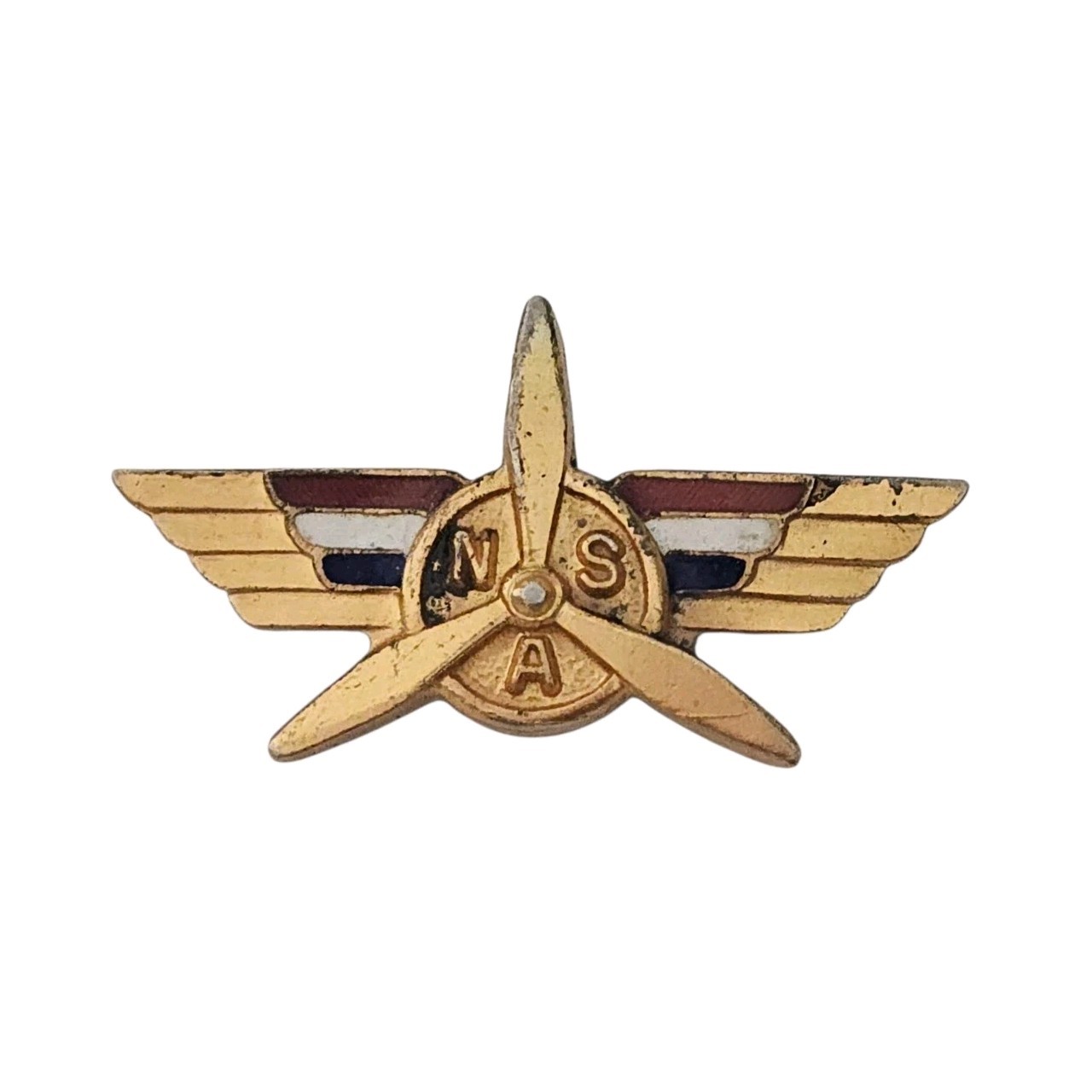 WWII National School of Aeronautics NSA Green AAF Flight Gold Enamel Lapel Pin