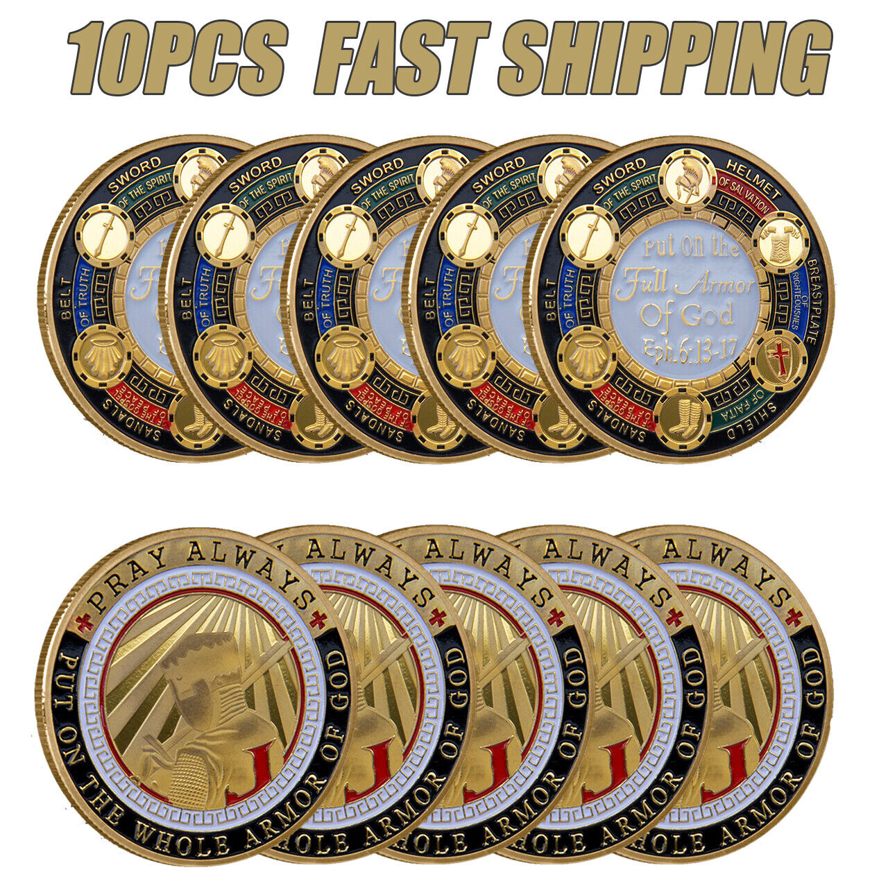 10x Put on The Whole Armor of God Commemorative Challenge Collection GOLD Coin
