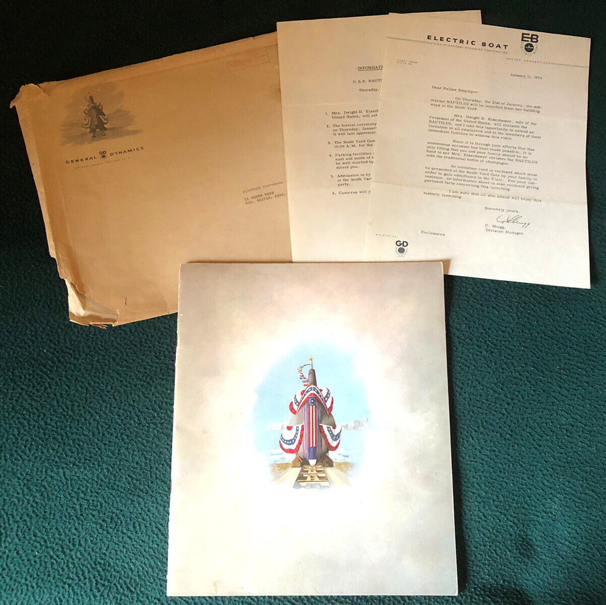 USS NAUTILUS 1954 Official Launching Day Program + Invitation Letter & Info Page
