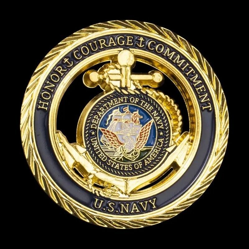 Challenge Coin - Excellent Gift - Navy Gold - Shipped Free fm the US to US