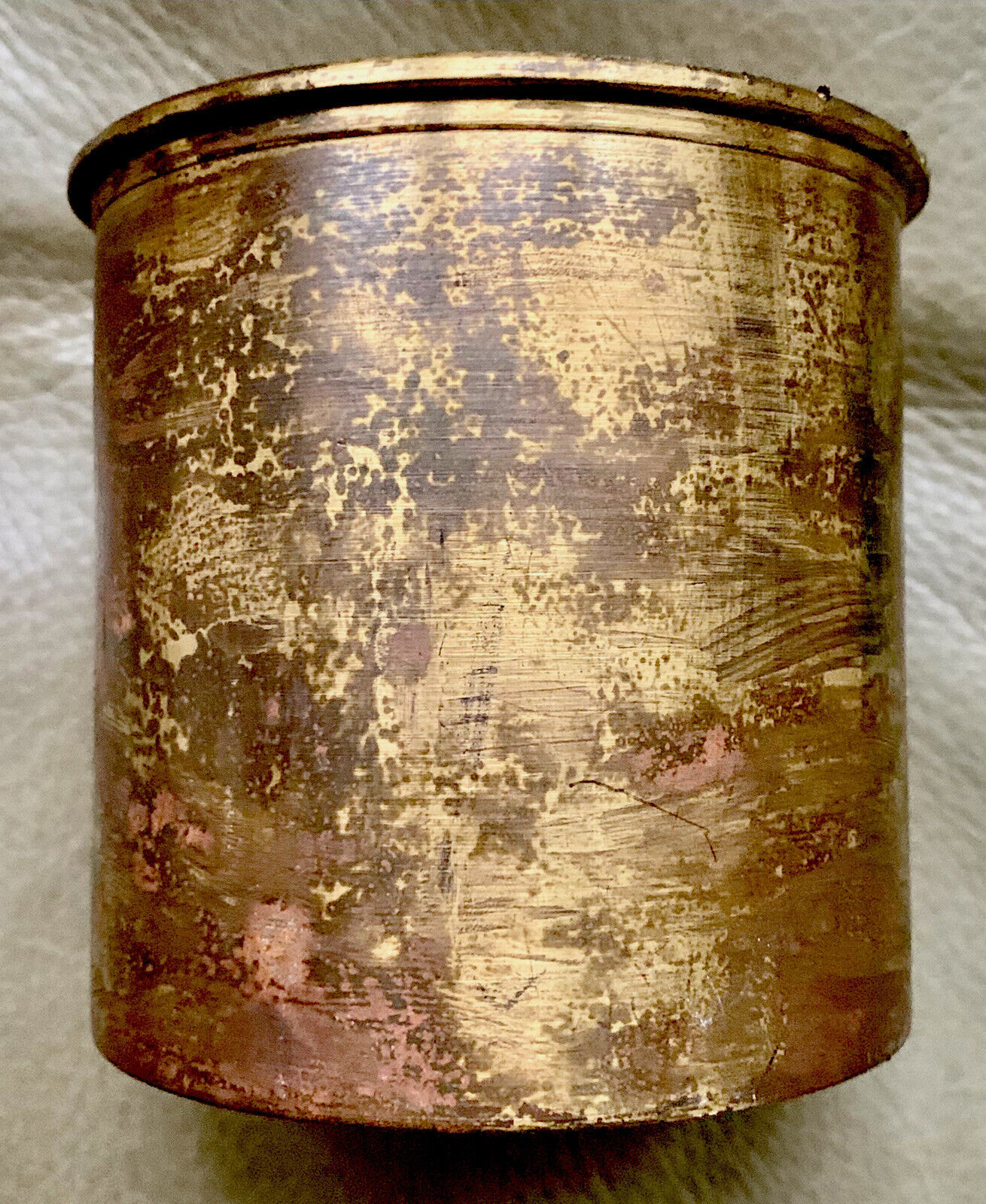 Brass Bullet CasingTrench Art WWII 1945 Casing Shell 3 3/8”w 3 1/4”h Pen Holder