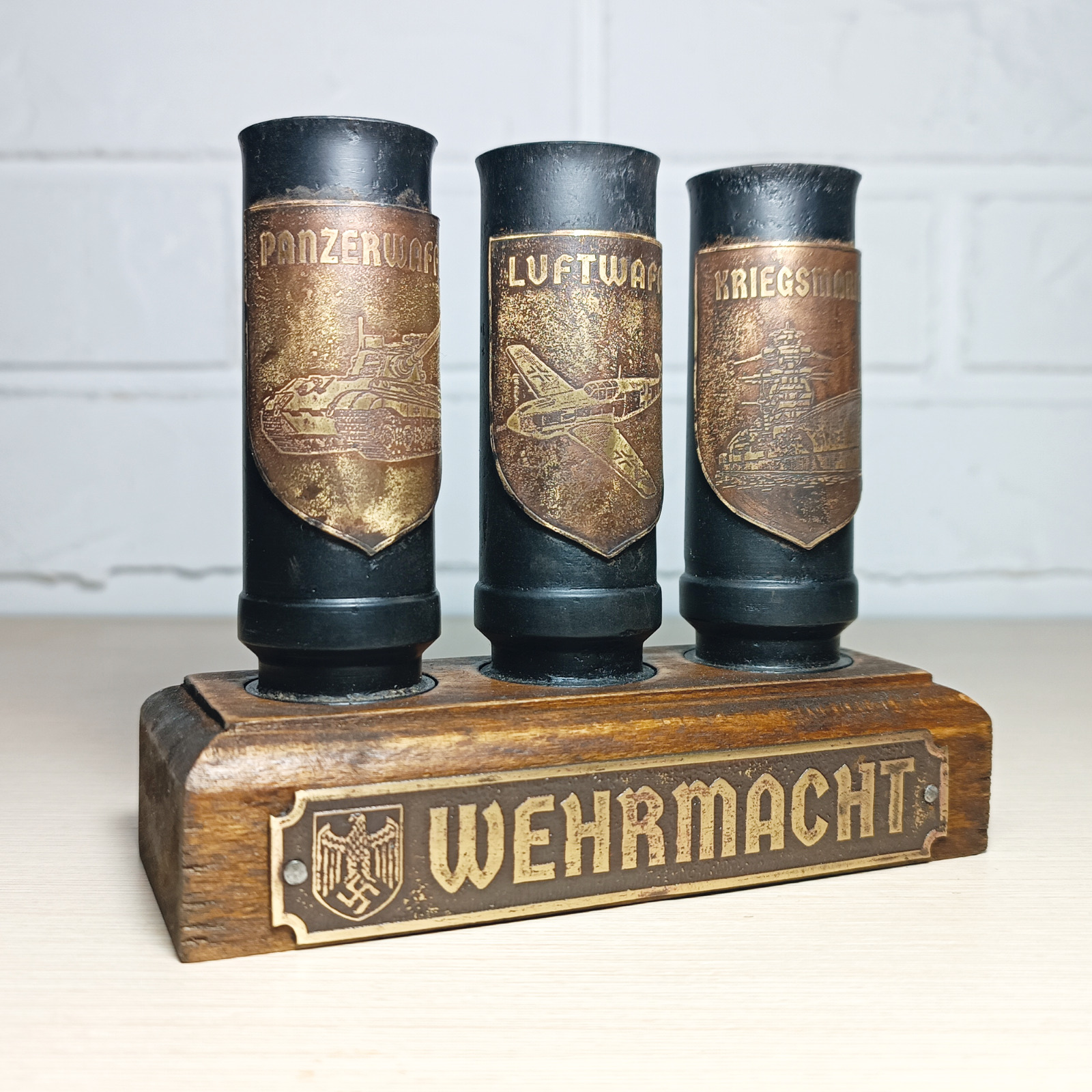 WW2 Set Of Shot Glasses From Authentic German FLAK Casing Wehrmacht