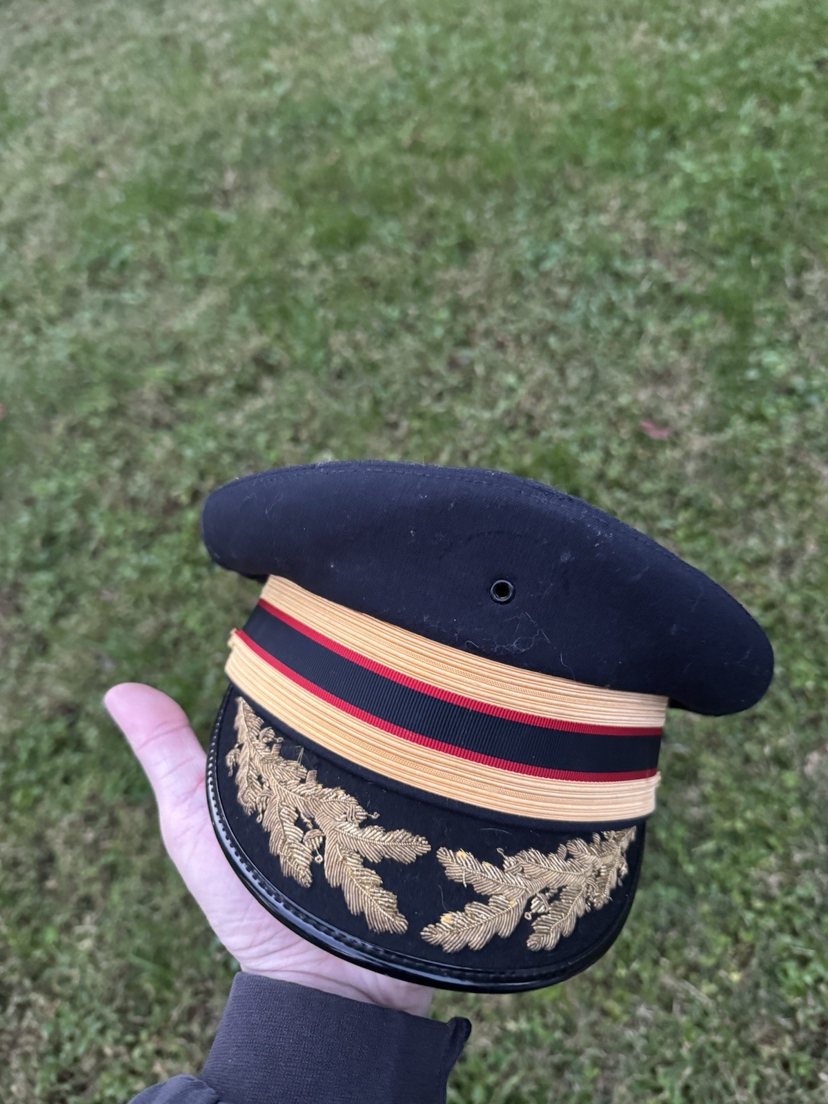 VINTAGE MILITARY OFFICERS CAP HAT GOLD BULLION WREATHS OAKLEAFS ARTILLERY