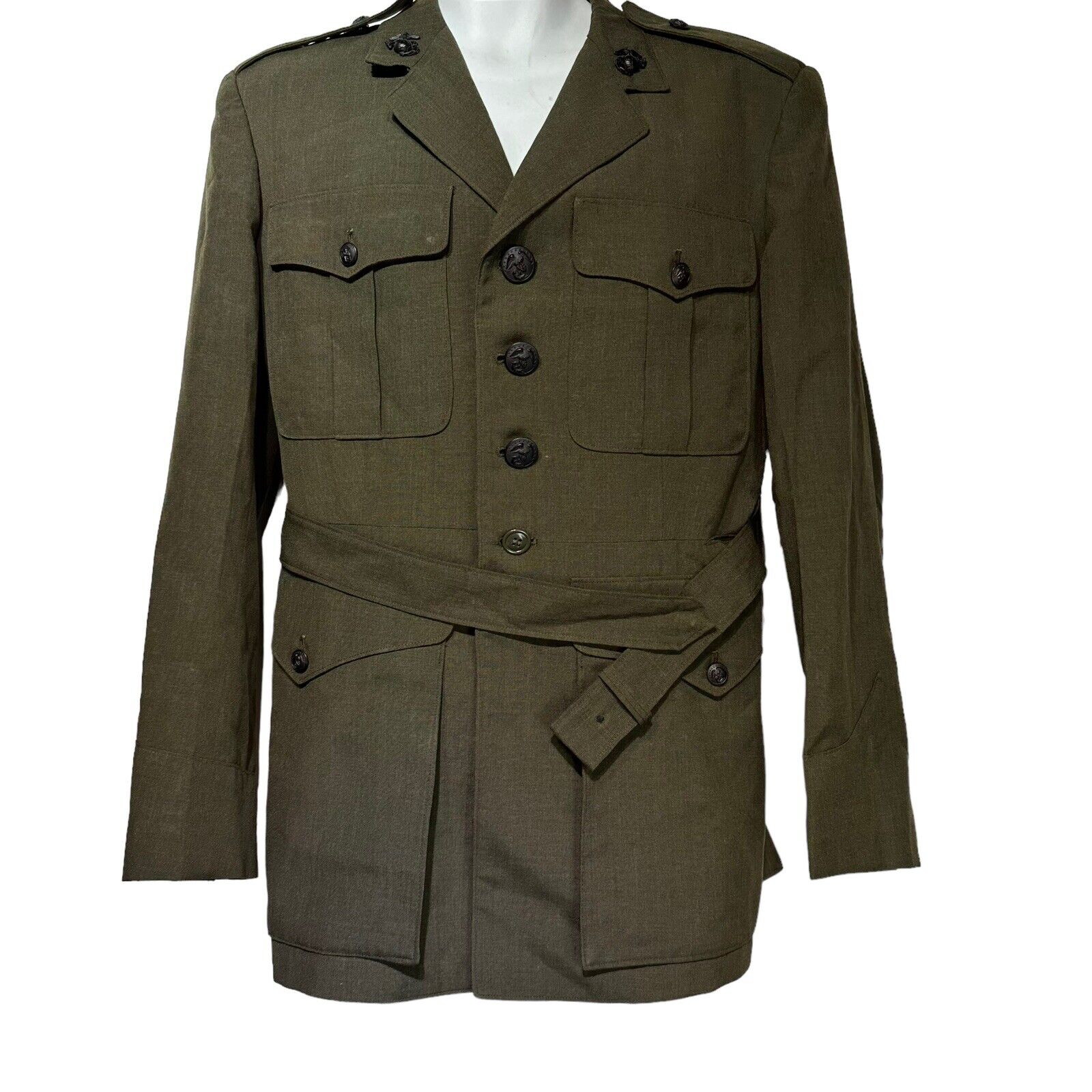 US Marine Corp Service Alpha Marines Military Green Dress Jacket Size 42R